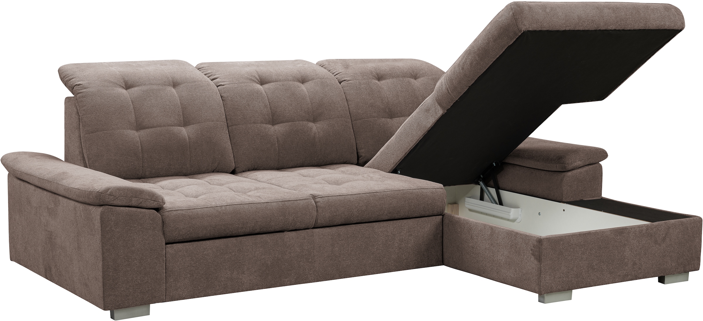 WERK2 Ecksofa Carmen, Sofa, Eckcouch mit Schlaffunktion, Bettkasten und Sitztiefenverstellung