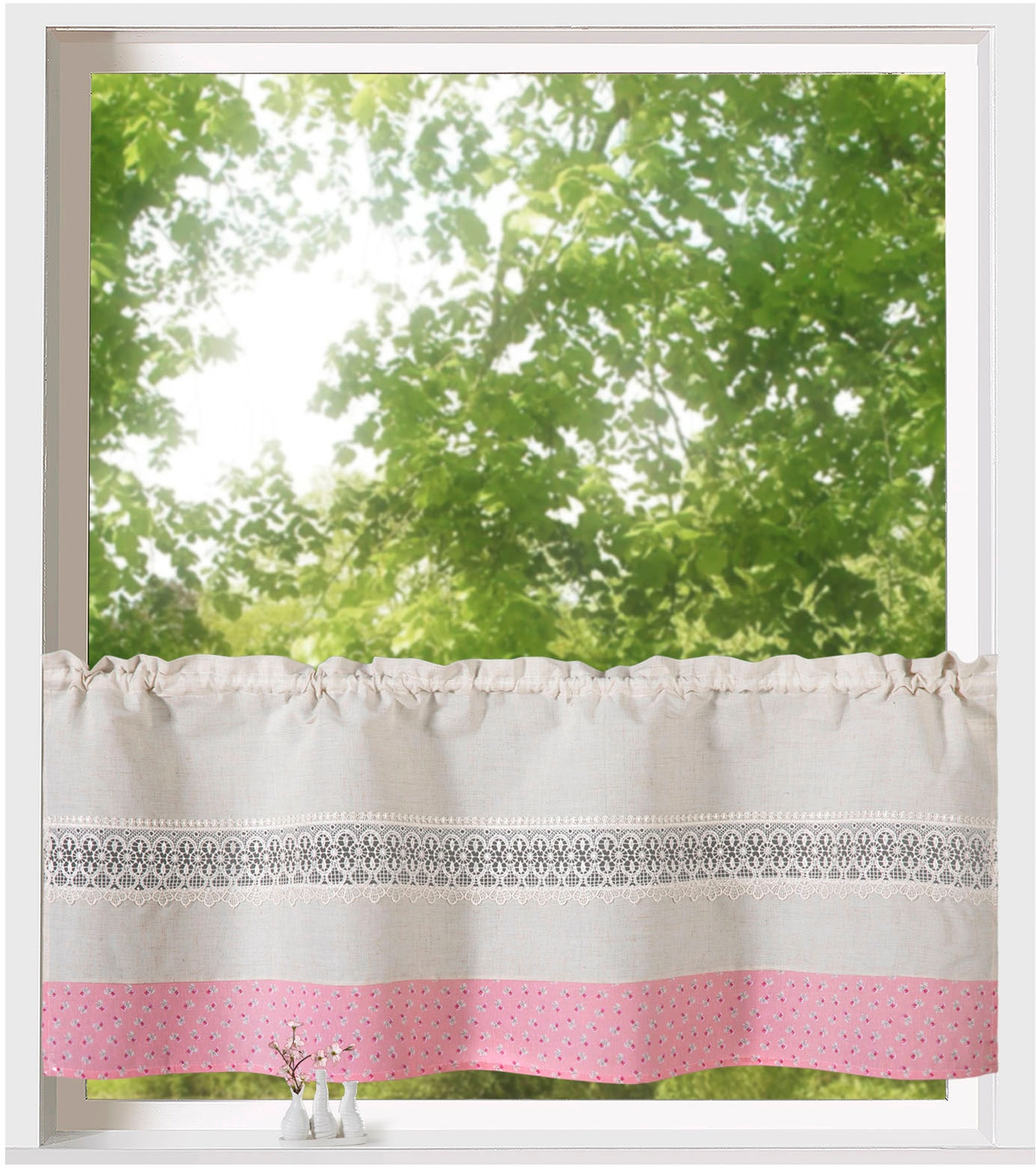 Weckbrodt Scheibengardine »Alicia«, (1 St.), Stabtunnel, blickdicht, Bordüre, Kante, Gardine, HxB 45x120cm, Store