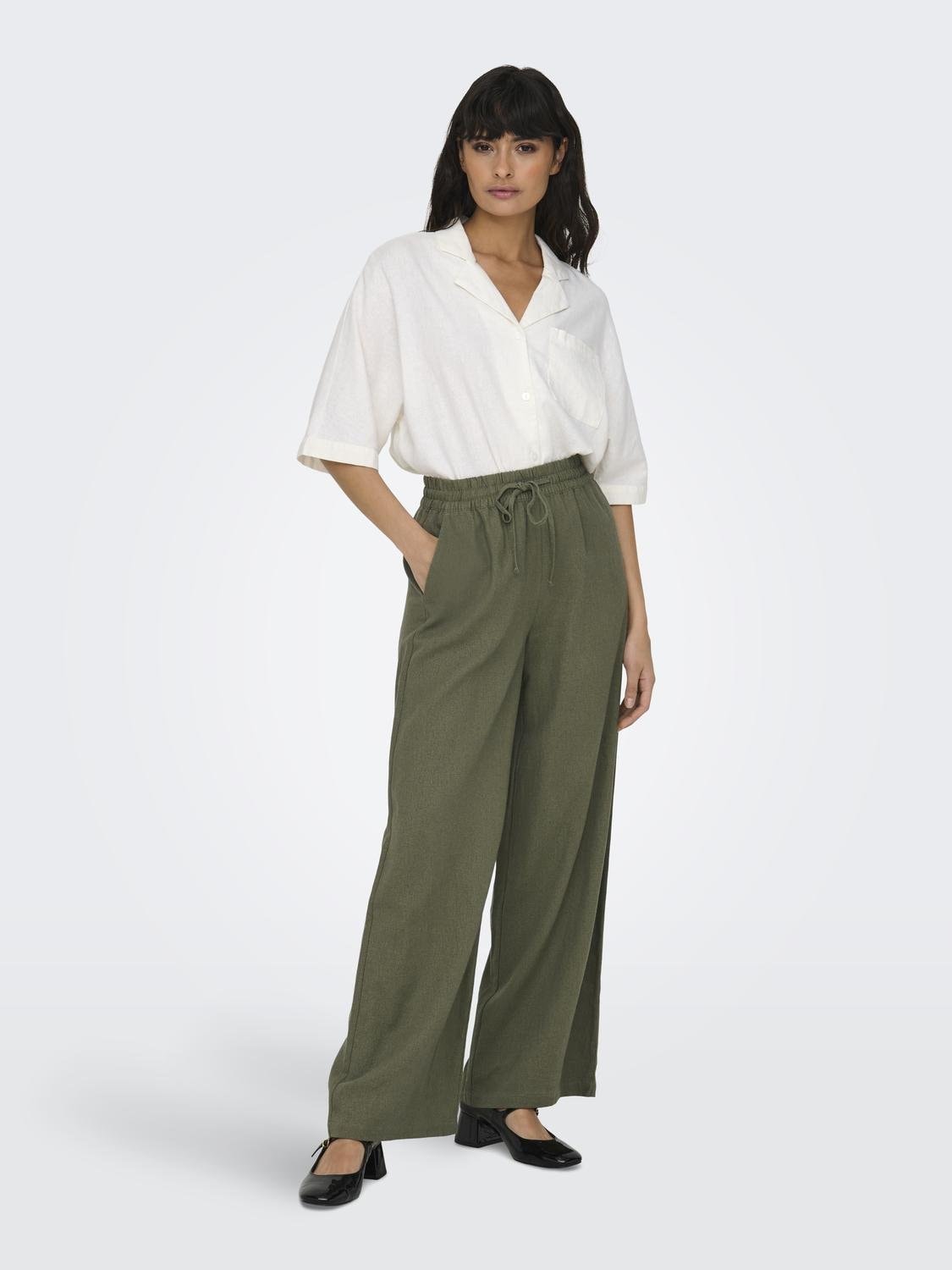 JDY »JDYSAY LINEN HW WIDE PANT WVN NOOS«  Sommerhose mit Leinen