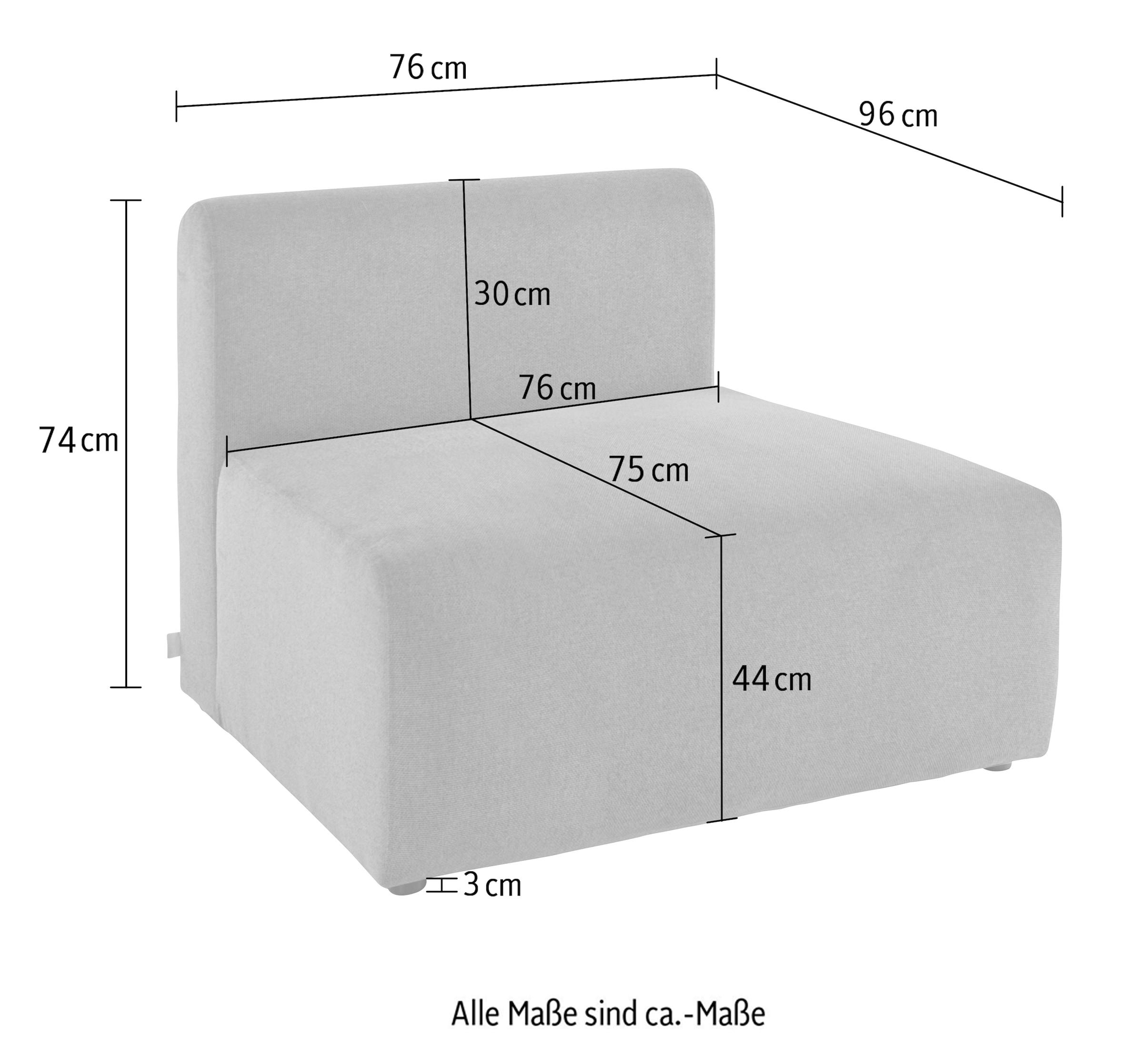 LeGer Home by Lena Gercke Sessel »LYZA Sofa-Mittelelement, Maße B/T/H: 76/96/74 cm«, als Modul oder separat verwendbar, für individuelle Zusammenstellung
