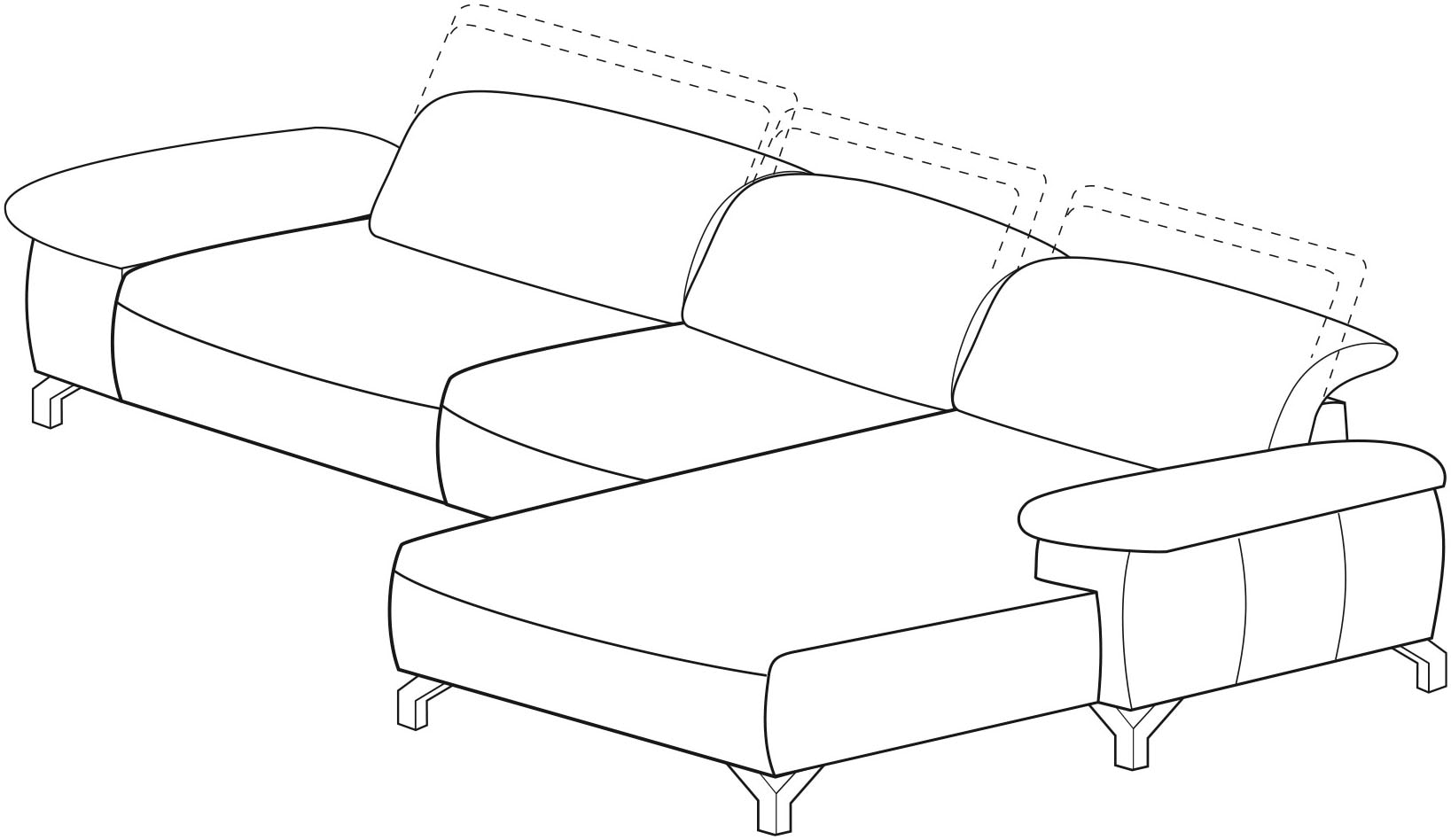 Musterring Ecksofa »MR370« Farbe, Material, Sitzkomfort und Funktion wählbar, Maße 280 x 180 cm