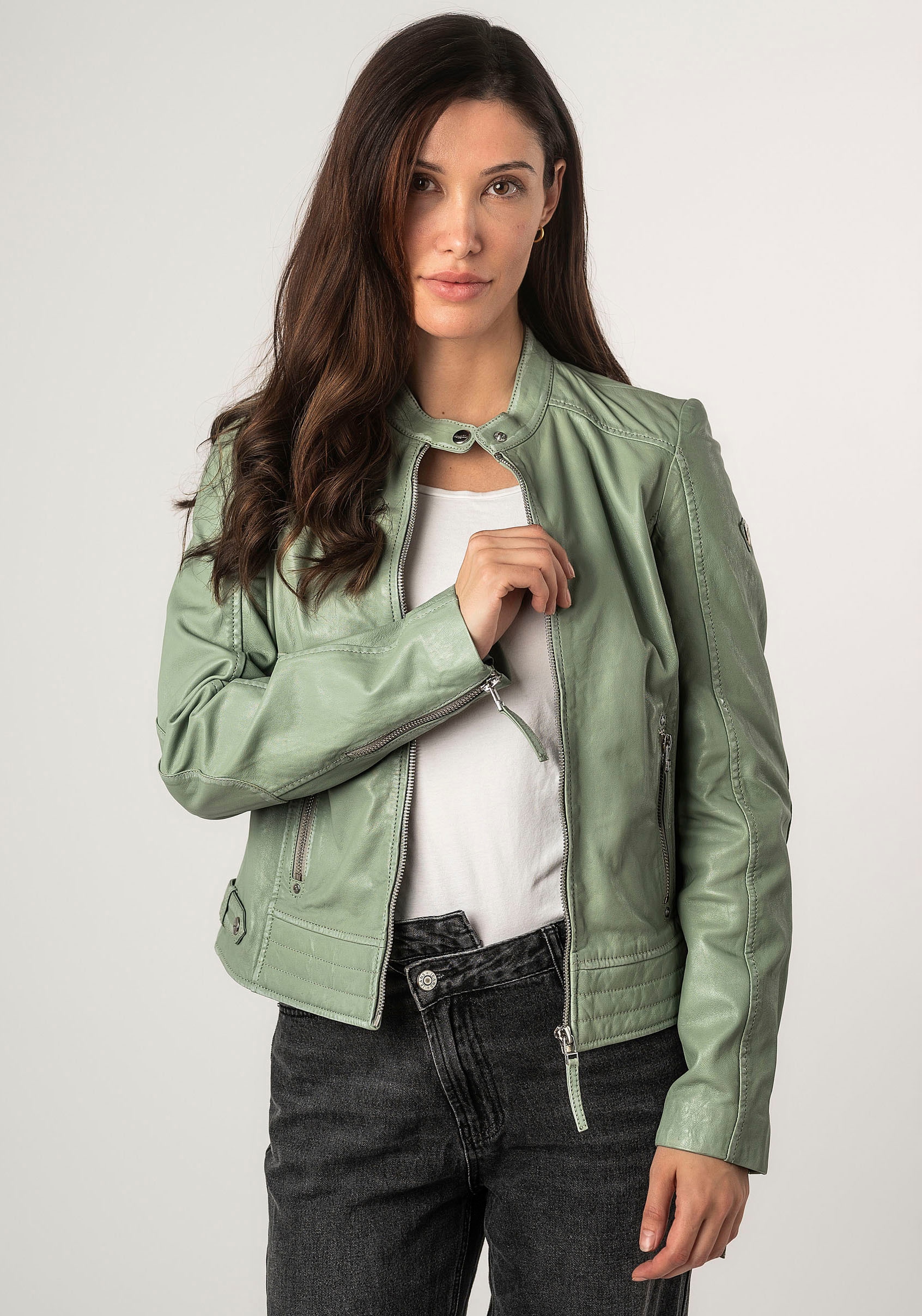 Mauritius Lederjacke »MWFilla«, mit kleinem Stehkragen