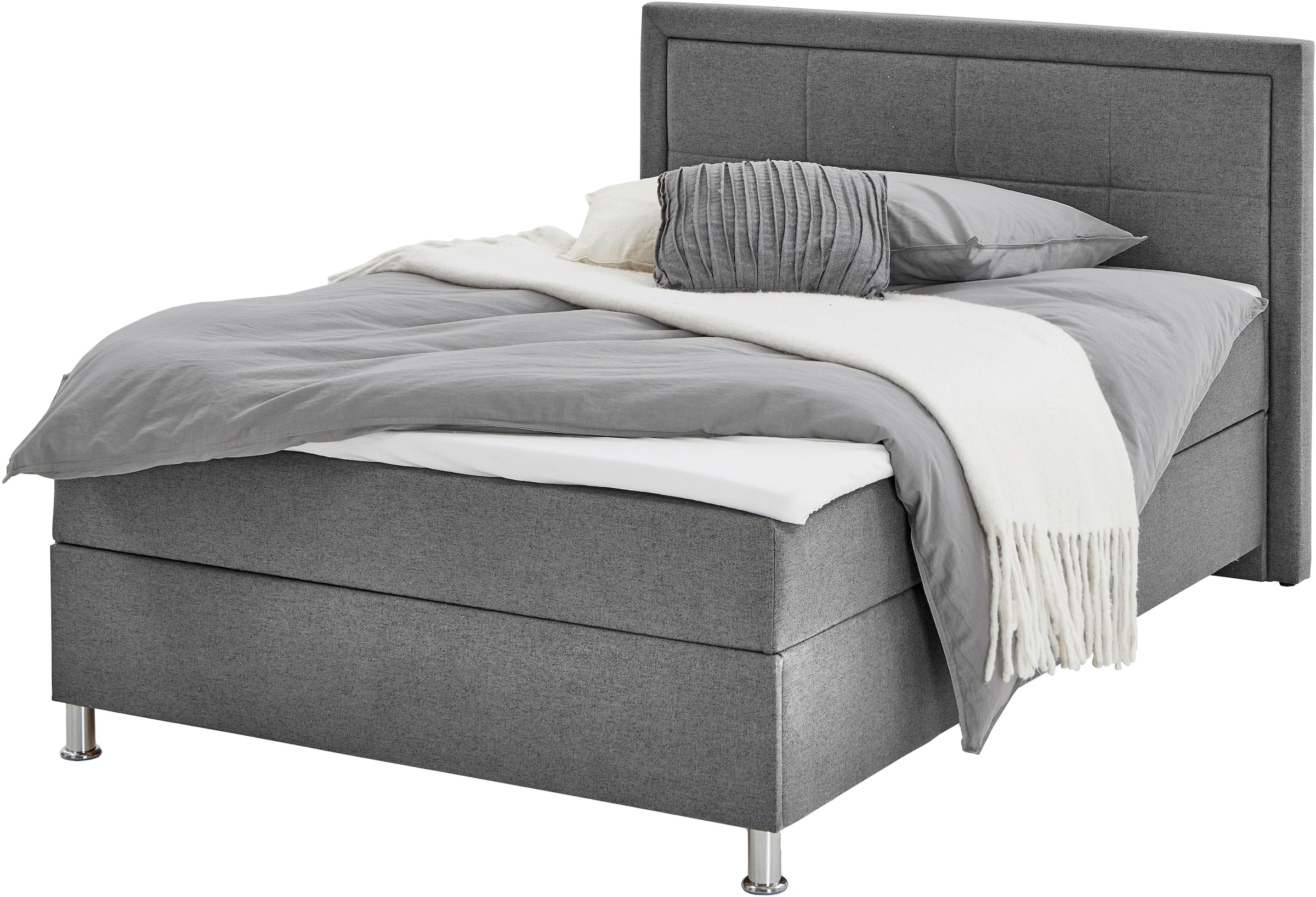 Home affaire Boxbett »Fergus inkl. Bettkasten und Topper, Breite 120cm« mit Metallfuß in Chromoptik