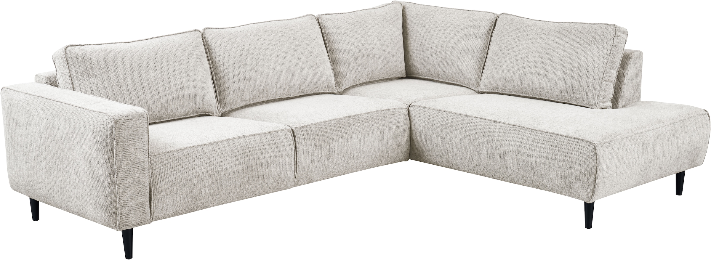 Places of Style Ecksofa »Fumone, Lederoptik oder Soft-Touch Chenille«, Breite 260, mit schwarzen Massivholzfüßen