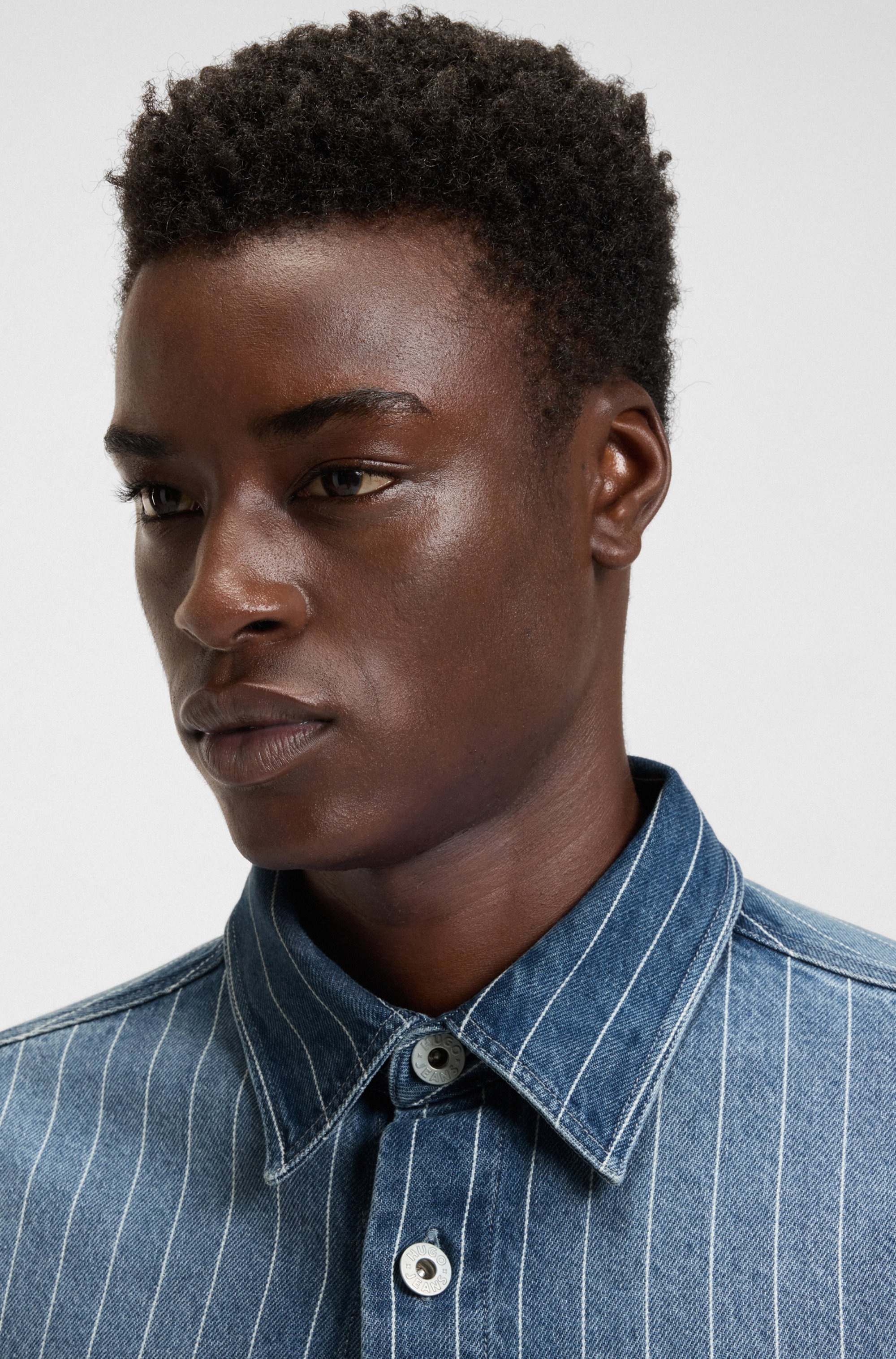 HUGO Blue Jeanshemd »Ebolt«, aus gestreiftem Denim