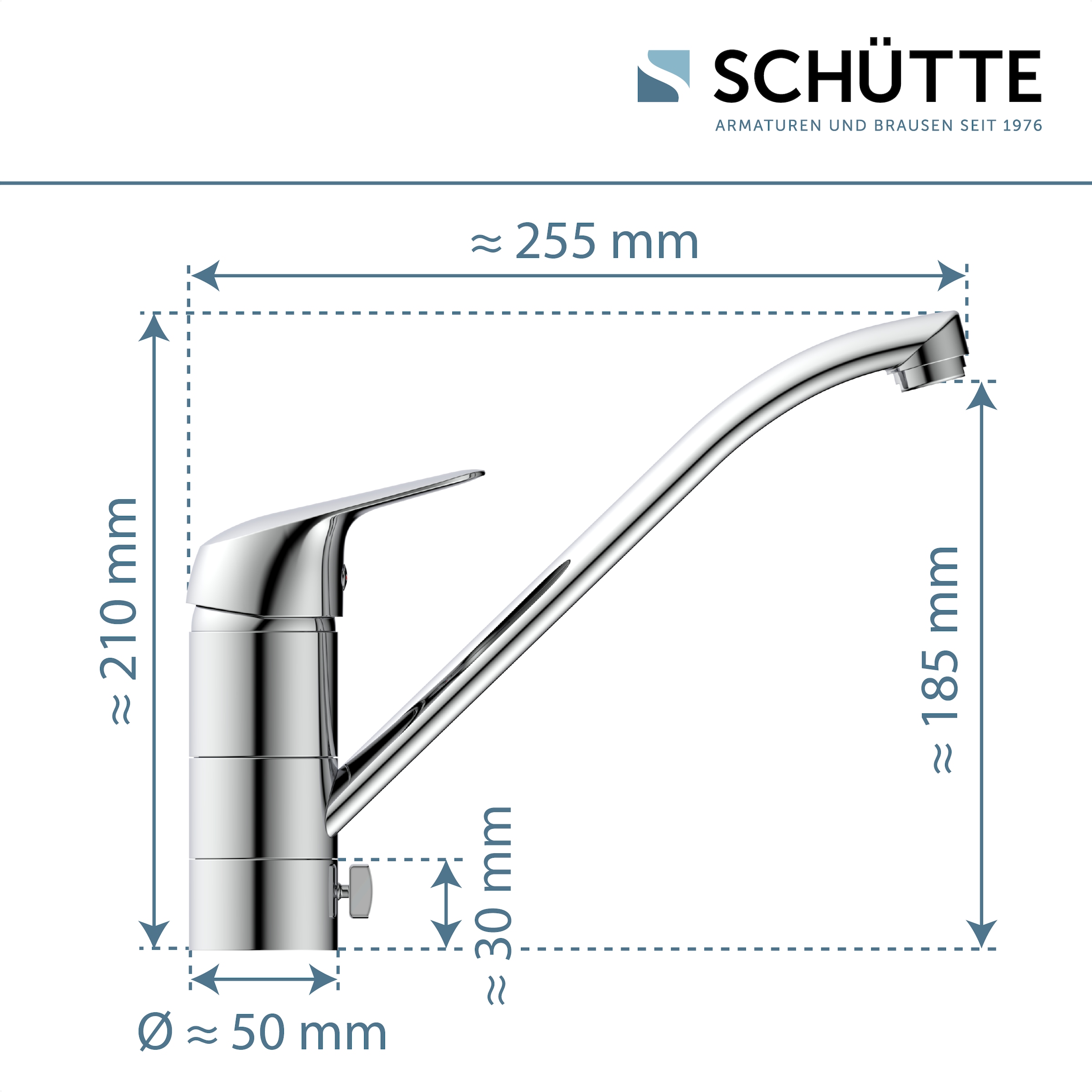 Schütte Spültischarmatur »LUCA« für Unterfenster-Montage, Wasserhahn Küche in Chrom, Hochdruck