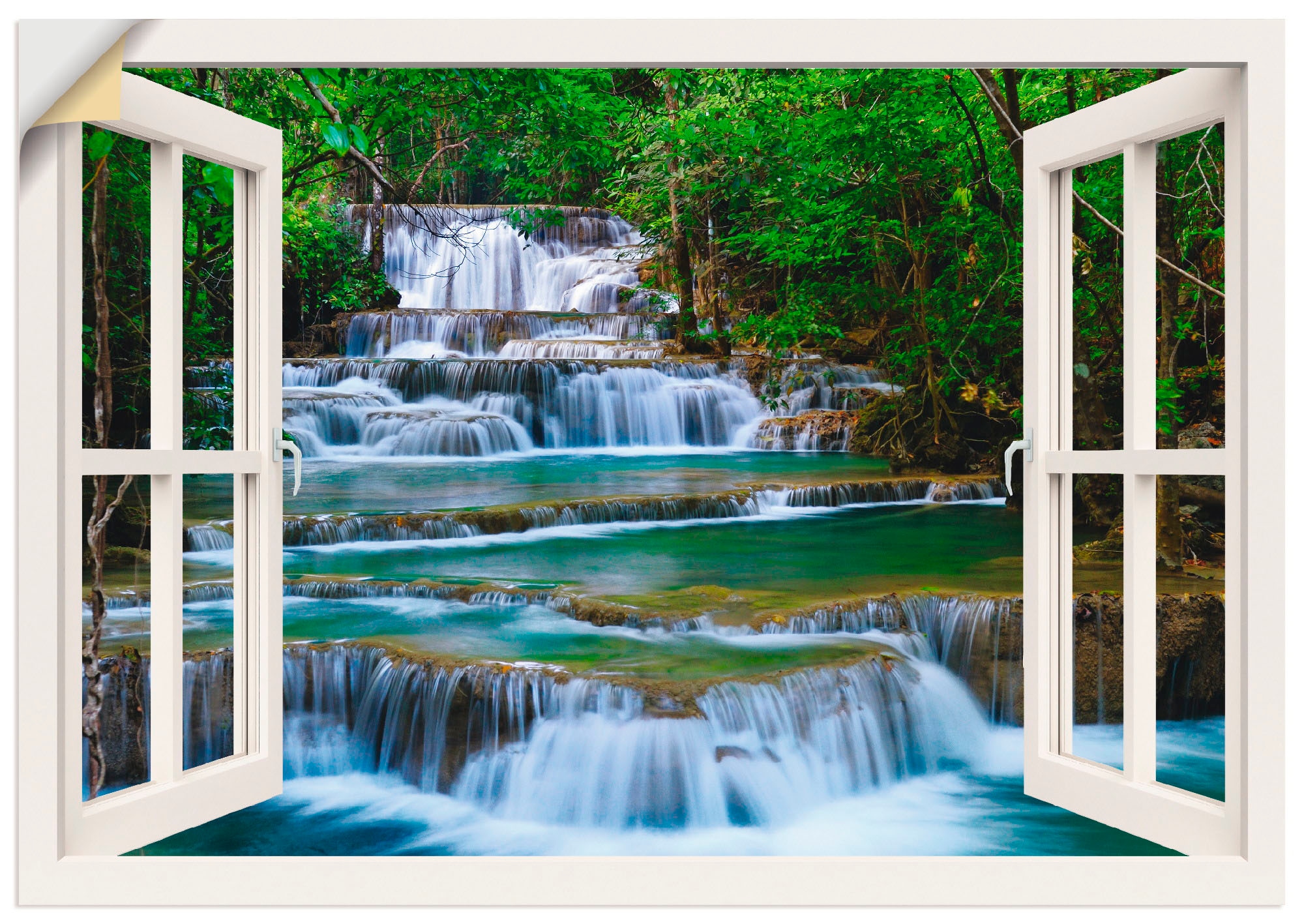 Artland Wandbild »Fensterblick Wasserfall in Kanchanaburi«, Fensterblick, ( günstig online kaufen