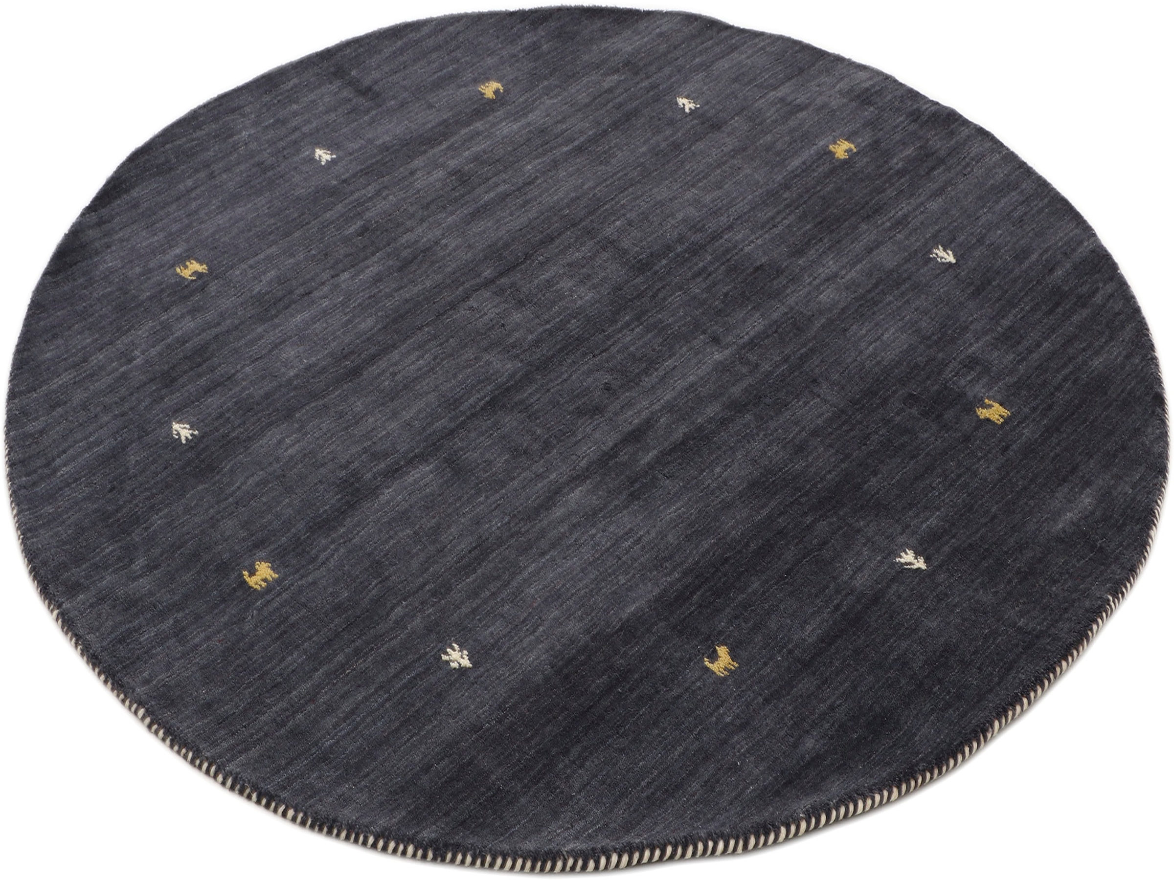 carpetfine Wollteppich »Gabbeh Uni«, rund, 15 mm Höhe, reine Wolle handgewebt, Gabbeh Tiermotiv warmes Raumklima viele Größen