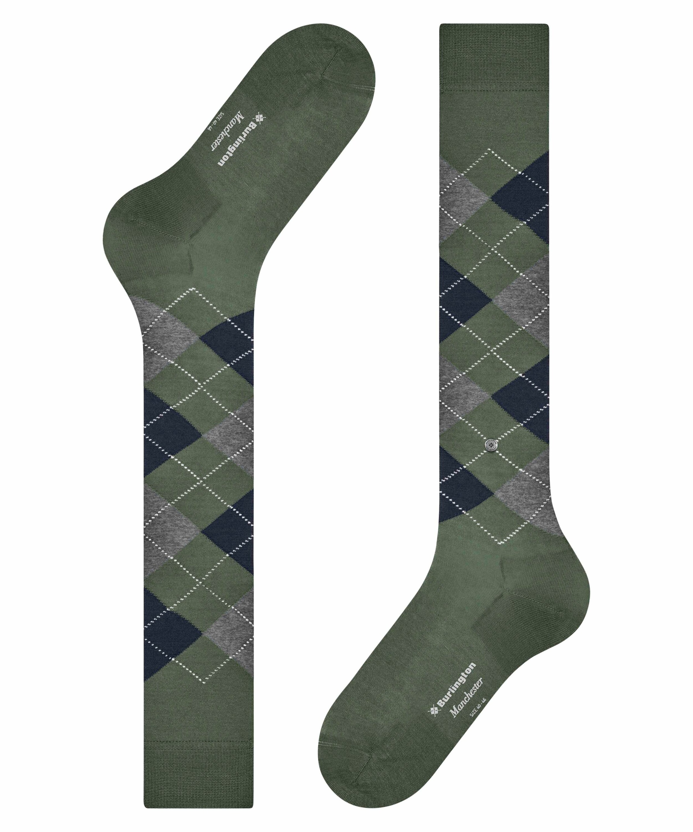 Burlington Kniestrümpfe »Manchester« Einheitsgröße 40-46, Argyle-Muster, Burlington-Clip