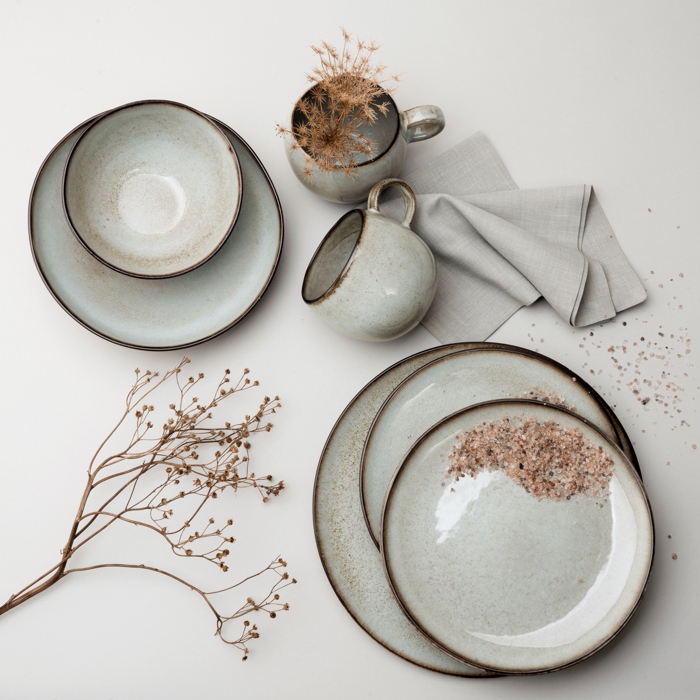 CreaTable Kombiservice »Stone Town, Service 16-tlg.« Welt der Töpferei, Unregelmäßiger Vintage Rand