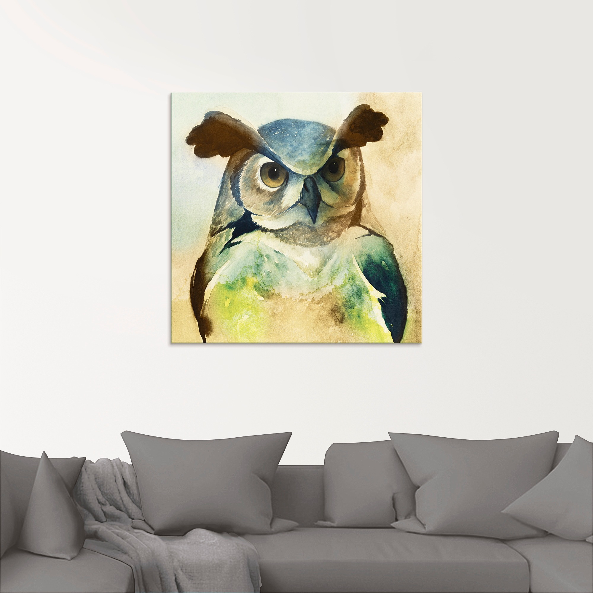 Artland Glasbild »Eule II«, Vögel, (1 St.), in verschiedenen Größen