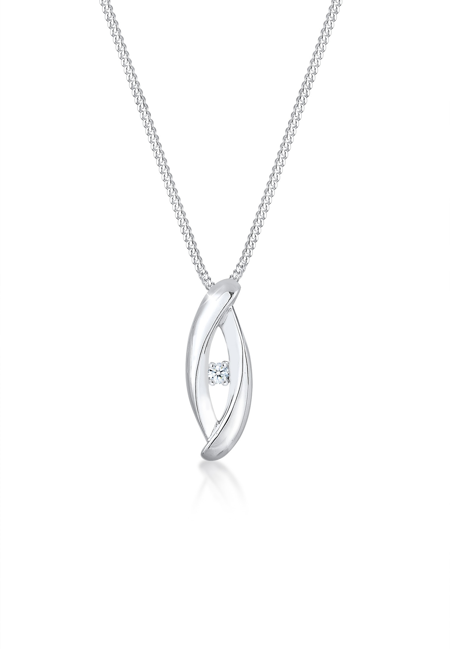 Collierkettchen „Infinity Klassik Diamant (0.03 ct.) 925 Silber“ Silber + weiß 0.03 ct mit Diamanten 45 – 0.03 ct mit Diamanten