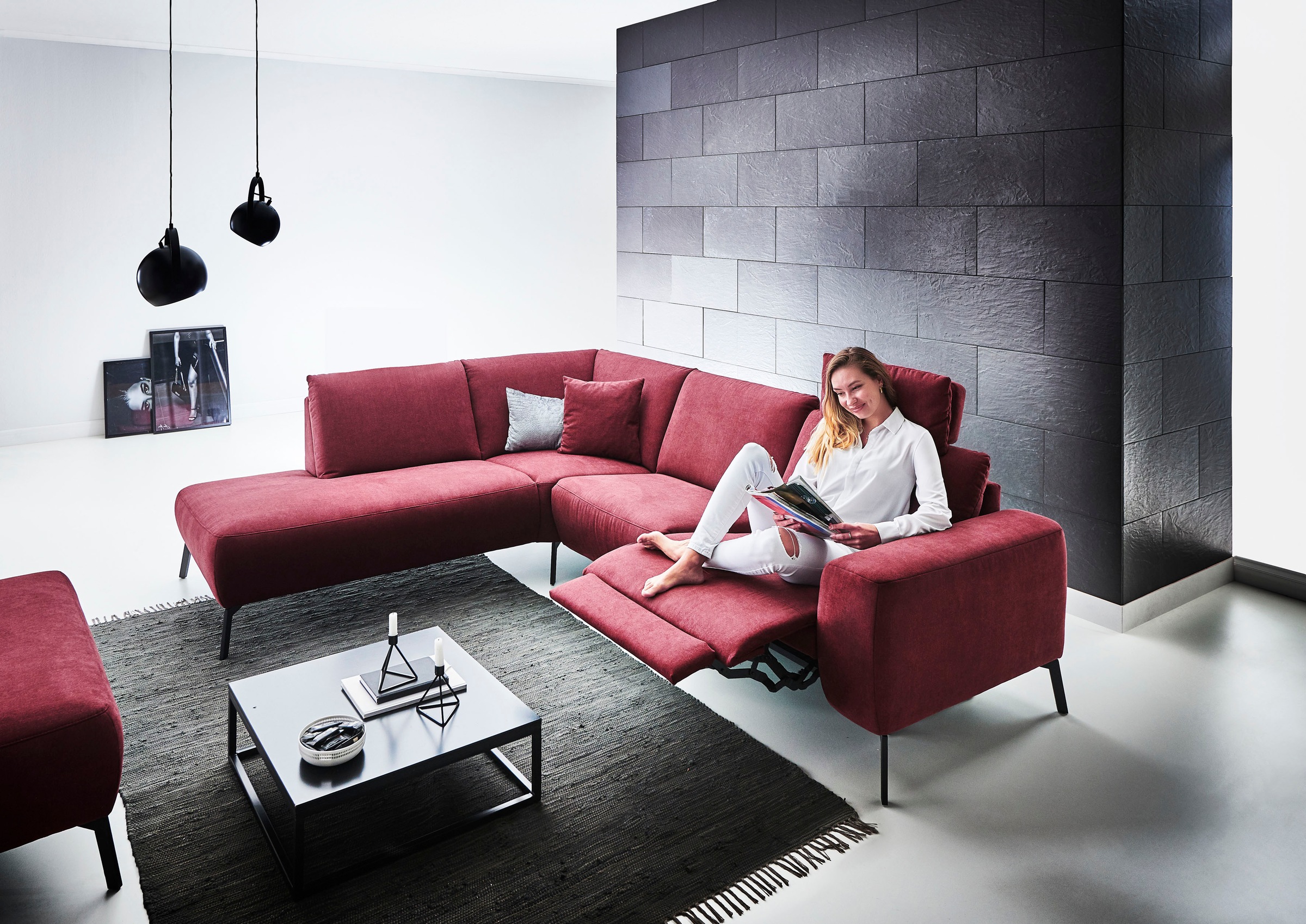 INOSIGN Ecksofa »Bellini L-Form«, incl. motorischer Relaxfunktio, wahlweise Easy Care-Bezug