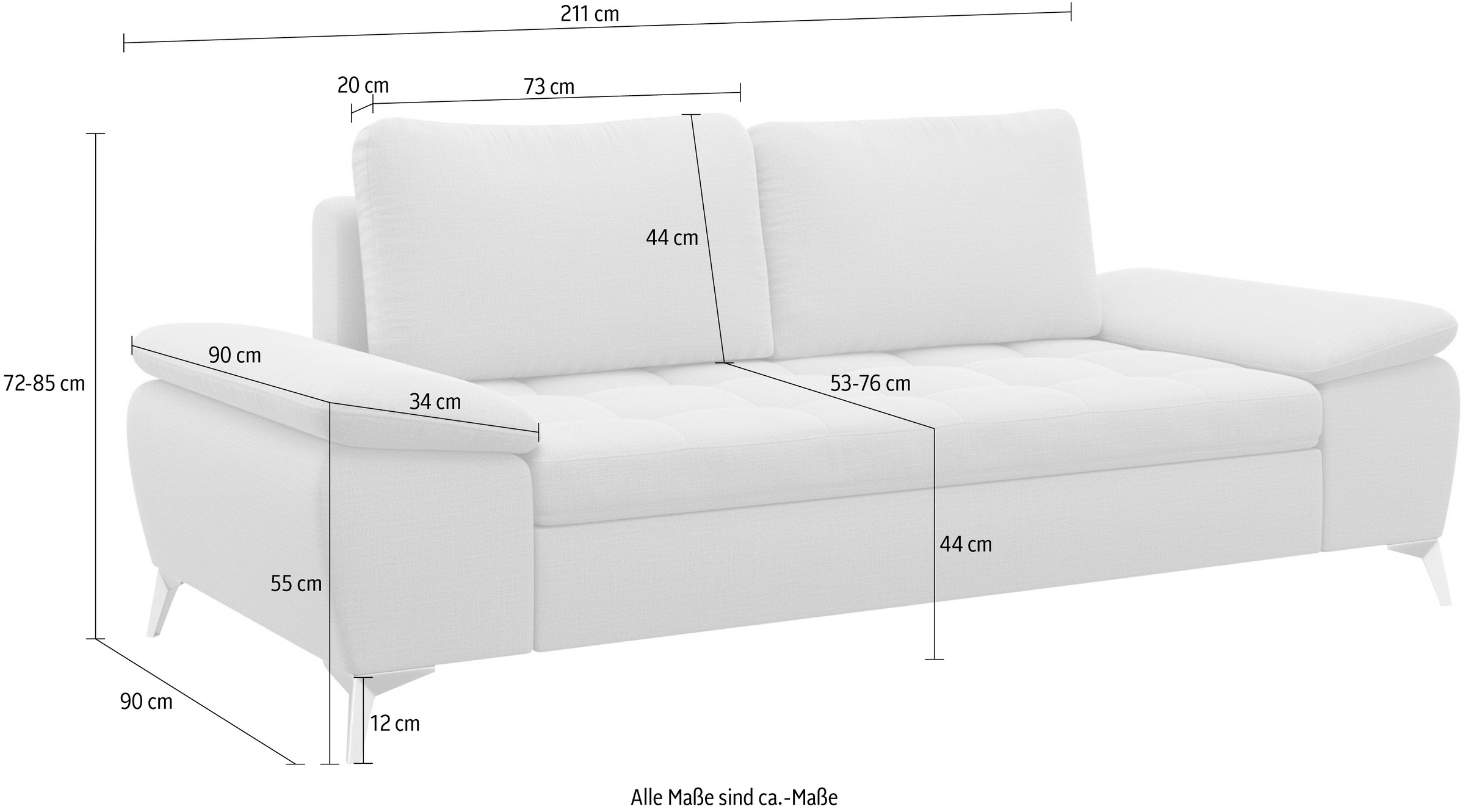 sit&more 2,5-Sitzer »Latigo«, mit hochwertigen Metallfüßen