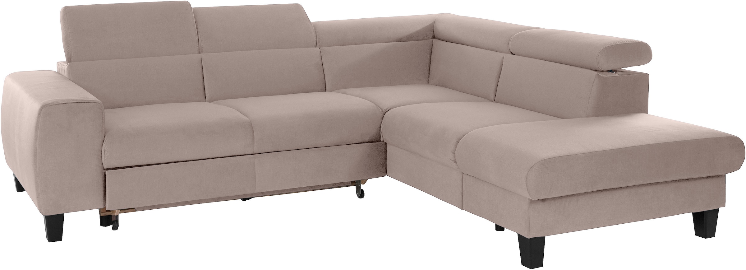 COTTA Ecksofa »Morven L-Form mit Kopfteilverstellung«, wahlweise mit Bettfunktion, Bettkasten & Wireless-Charger