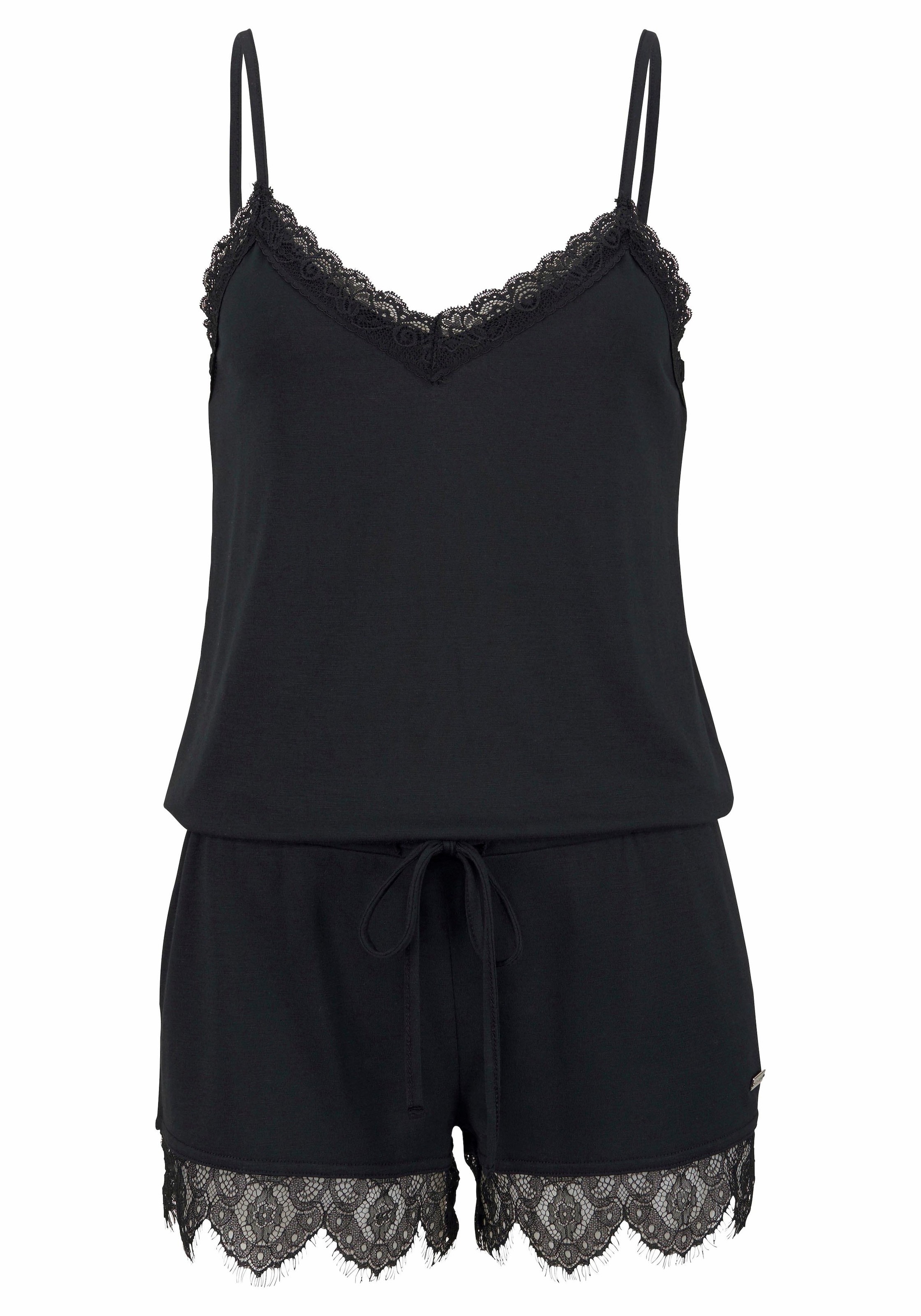 LASCANA Playsuit, mit Spitzensaum