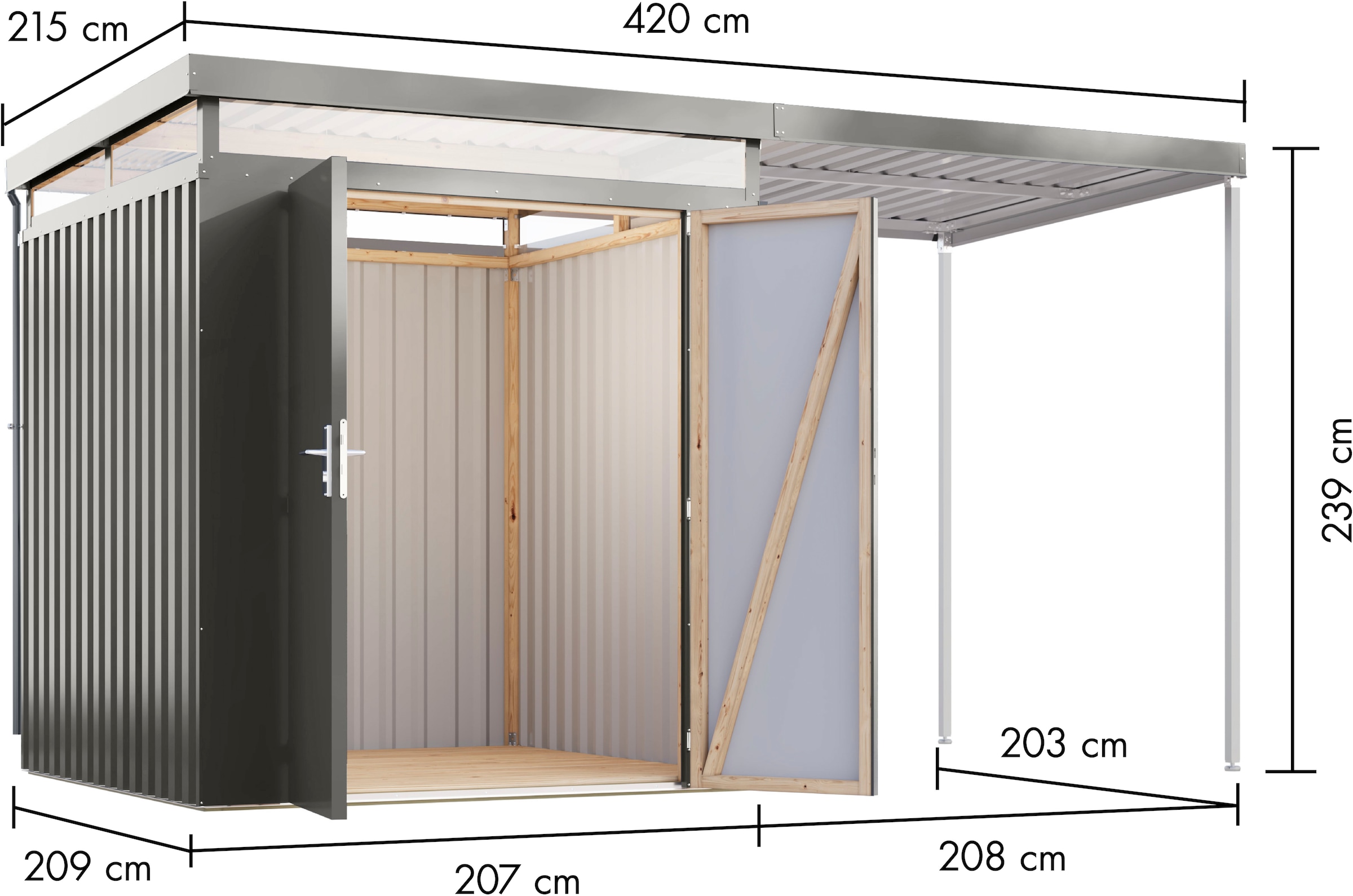 Karibu Gerätehaus »Titanium 2 SET mit Anbaudach« Made in Germany
