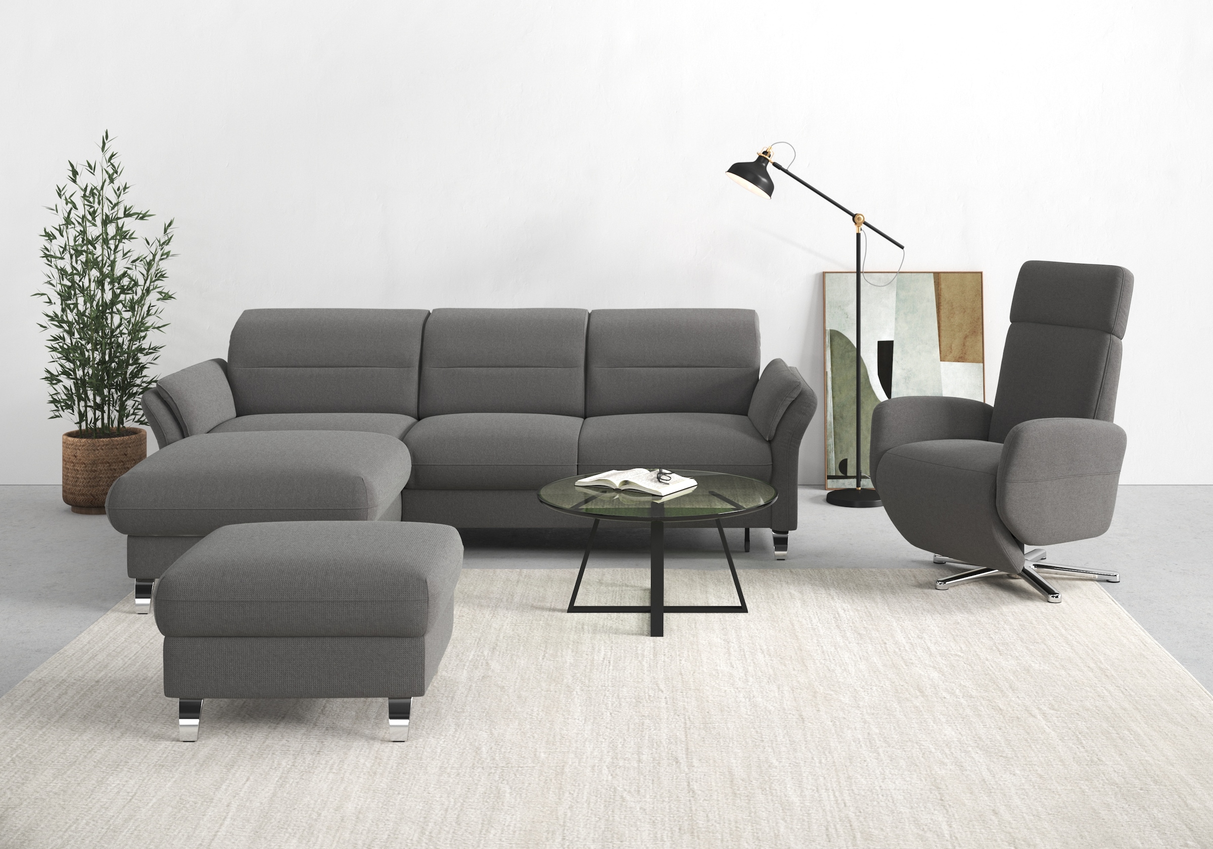 sit&more Ecksofa »Grenoble L-Form mit Federkern«, wahlweise mit Bettfunktio günstig online kaufen