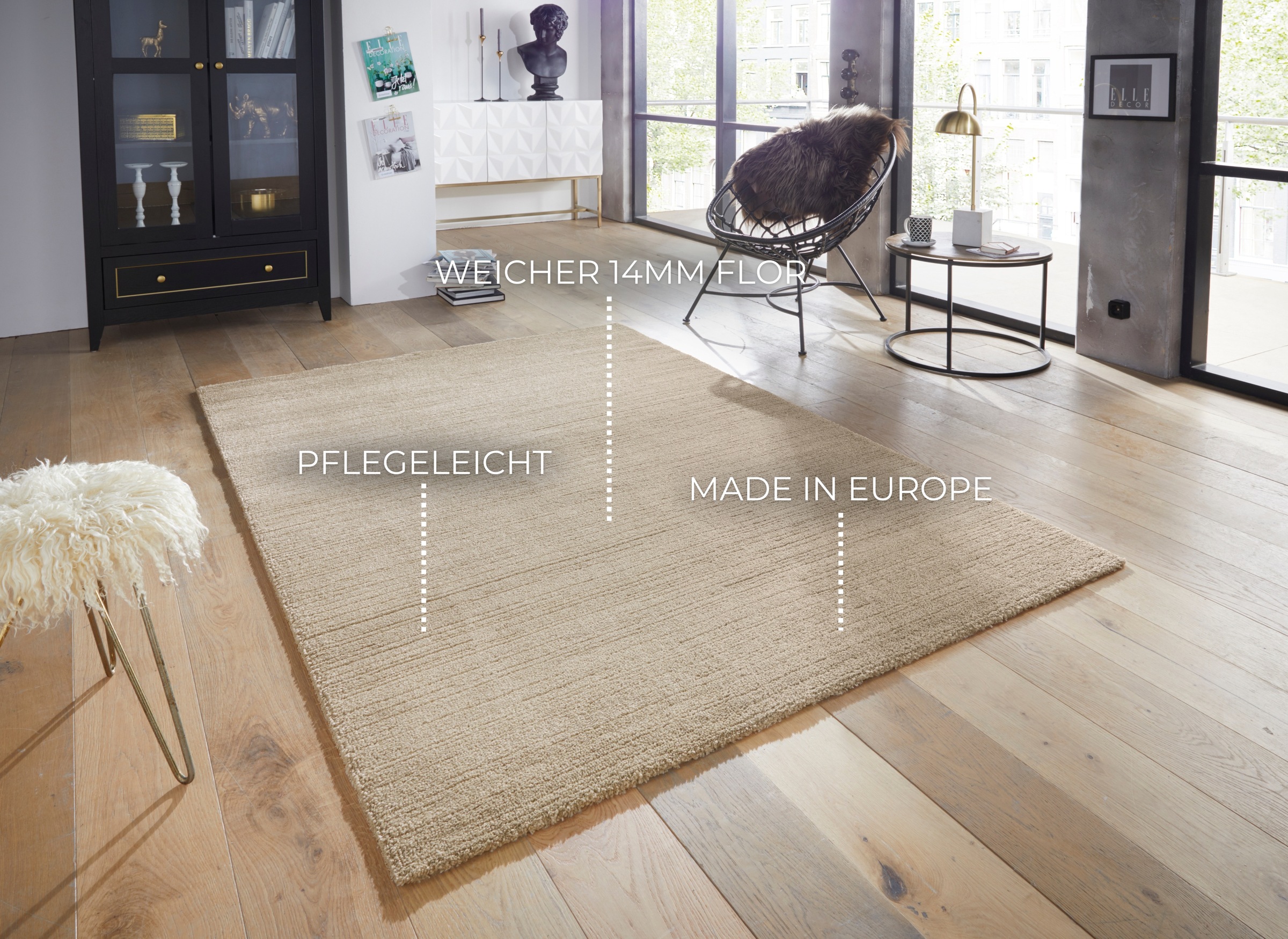 ELLE DECORATION Teppich »Loos«, rechteckig, 14 mm Höhe, Kurzflor, Weich, Un günstig online kaufen