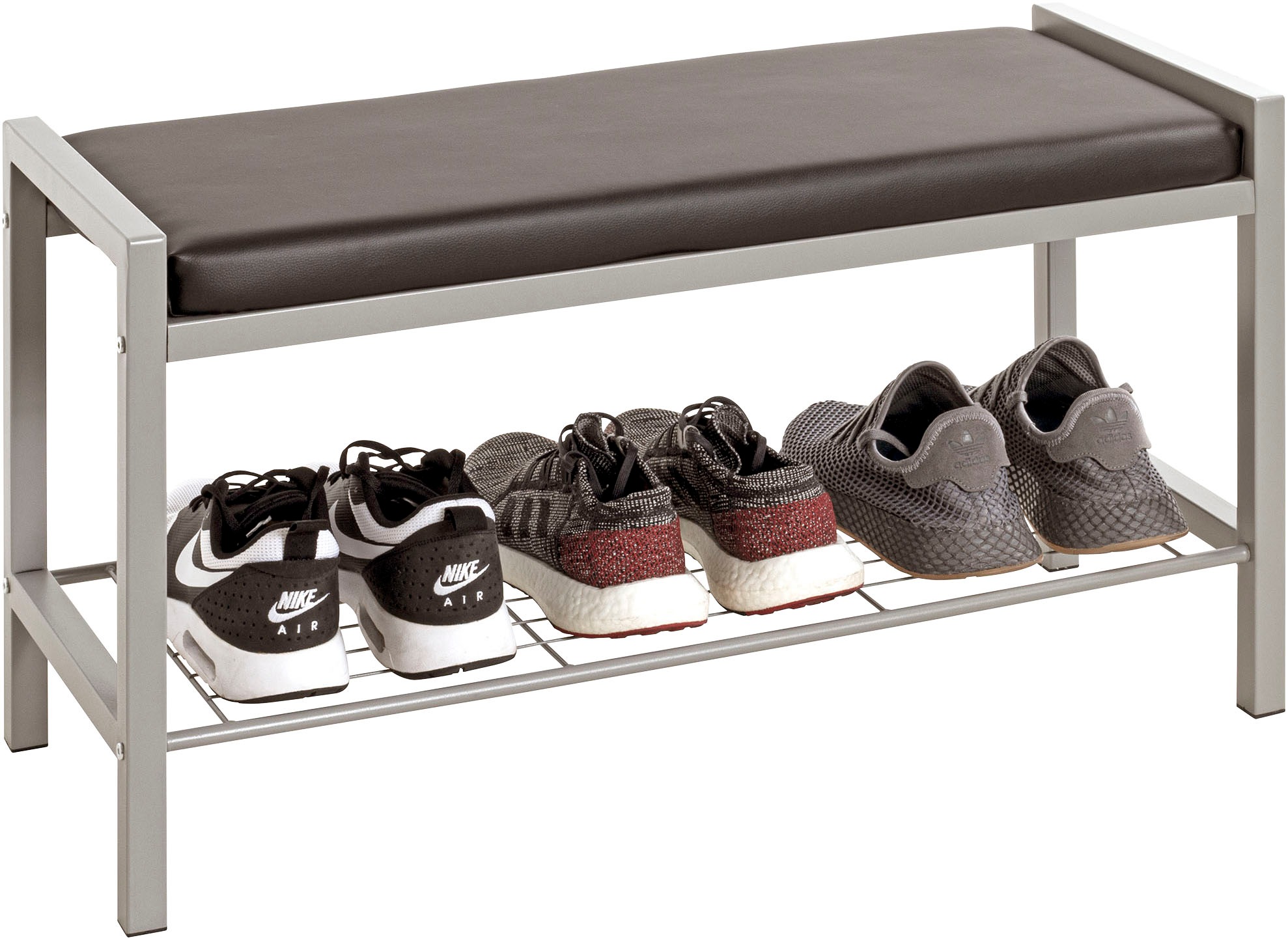 HAKU Schuhbank »Flurbank, Garderobenbank, Sitzbank« rechteckig - aus Metall Grau - B/T/H 80/32/48 cm