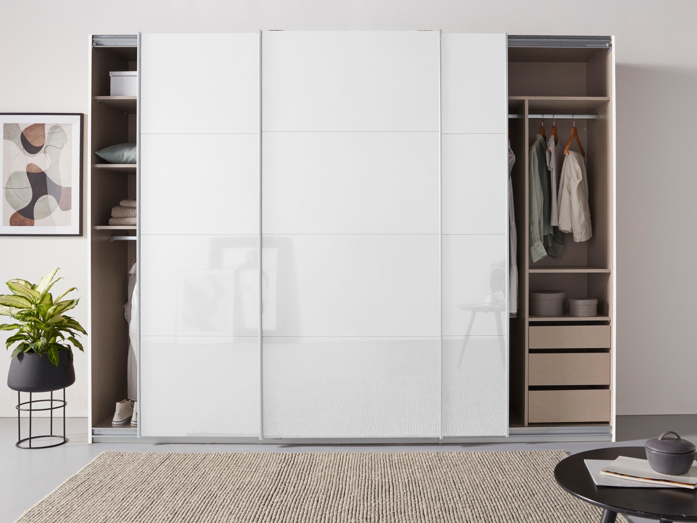 rauch Schwebetürenschrank »Kleiderschrank Schrank Garderobe TOPSELLER OTELI inkl. Inneneinteilung«, mit 3 Innenschubladen sowie zusätzlichen Einlegeböden MADE IN GERMANY