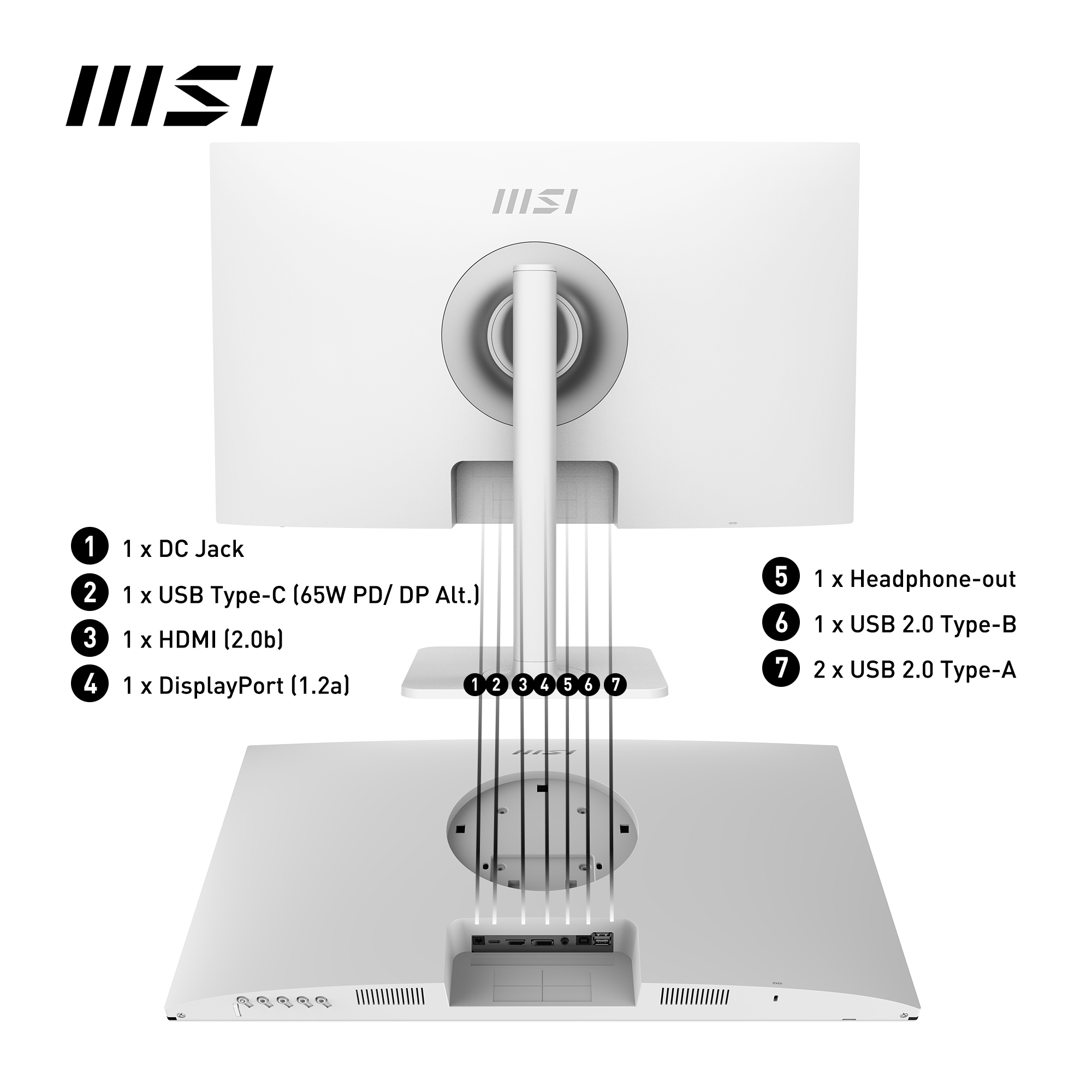 MSI LED-Monitor »Modern MD272QXP«, 69 cm/27 Zoll, 2560 x 1440 px, WQHD, 1 ms Reaktionszeit, 100 Hz, höhenverstellbar, 3 Jahre Herstellergarantie, USB-C