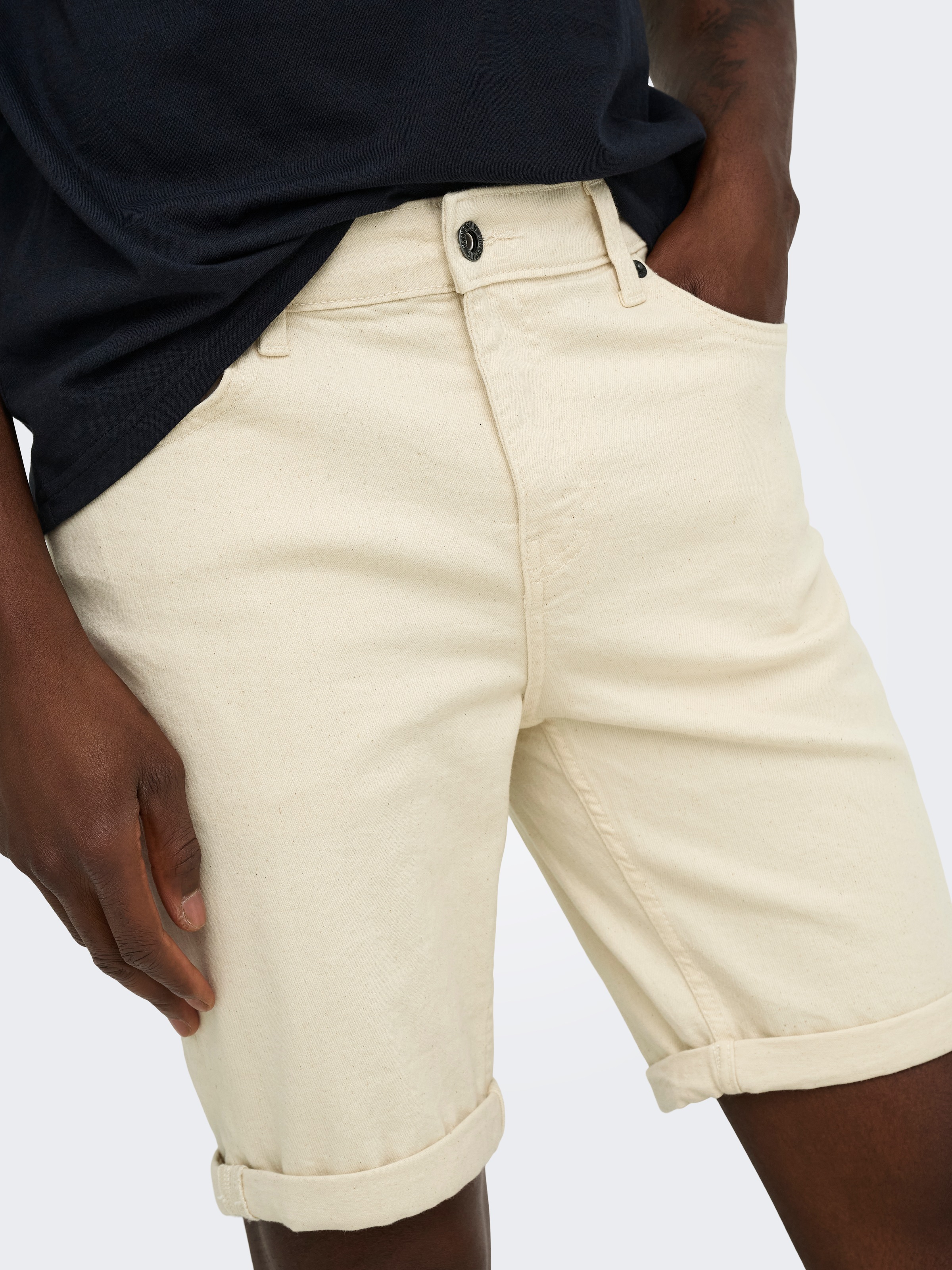ONLY & SONS Jeansshorts »ONSPLY ECRU 9470 PIM DNM SHORTS NOOS« Baumwollmischung, regular fit