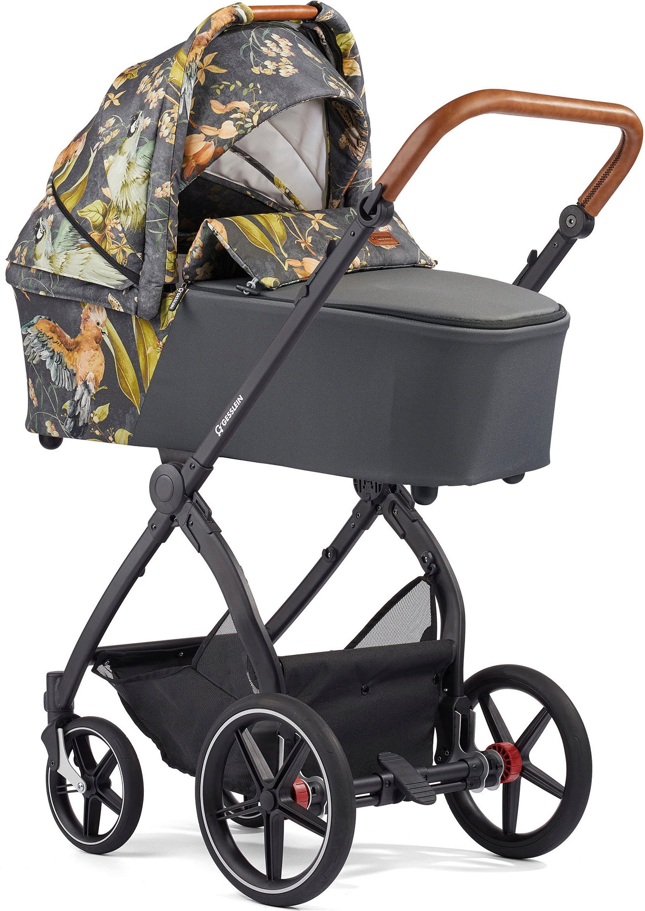 Gesslein Kombi-Kinderwagen »FX4 Soft+ mit Aufsatz Life, schwarz/cognac, schiefergrau«, mit Babywanne C3 und Babyschalenadapter