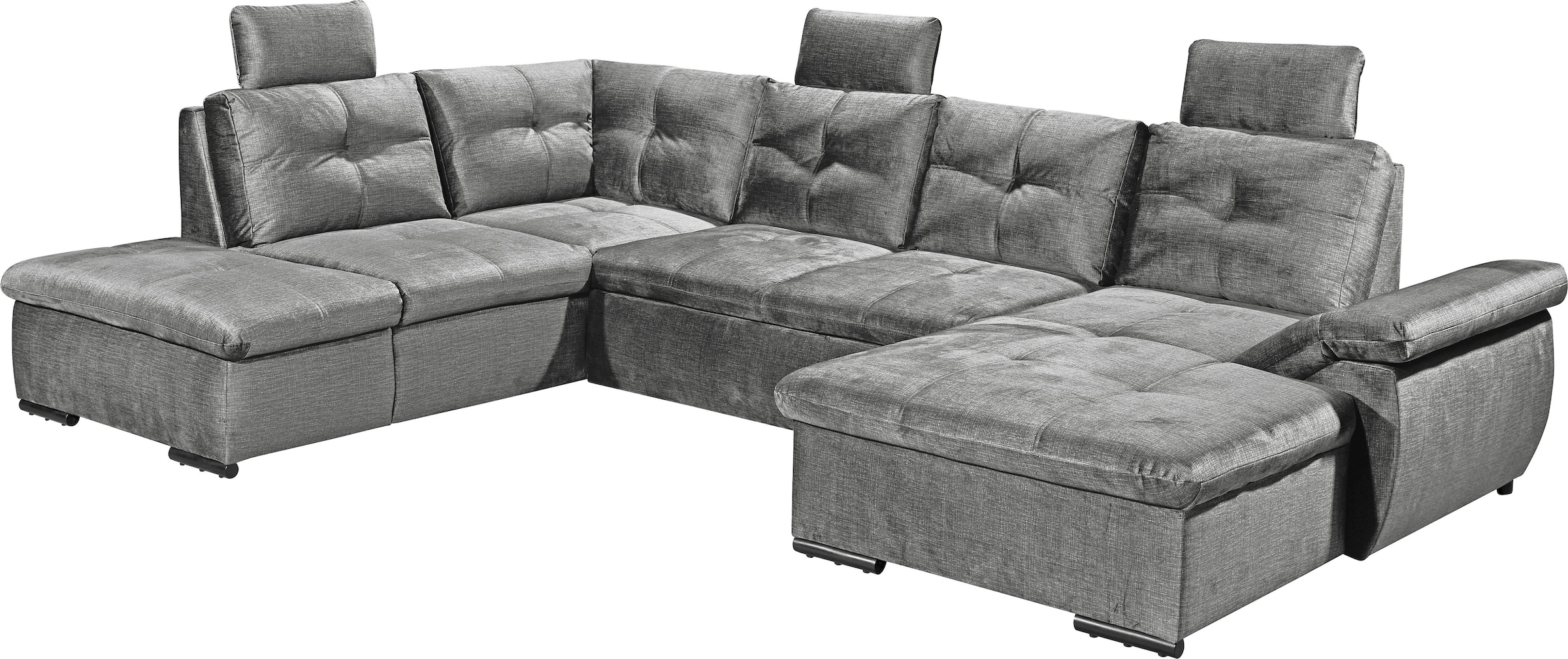 ED EXCITING DESIGN Wohnlandschaft »Alija U-Form«, mit Bettfunktion, Bettkasten, Armteilverstellung & Kopfstützen