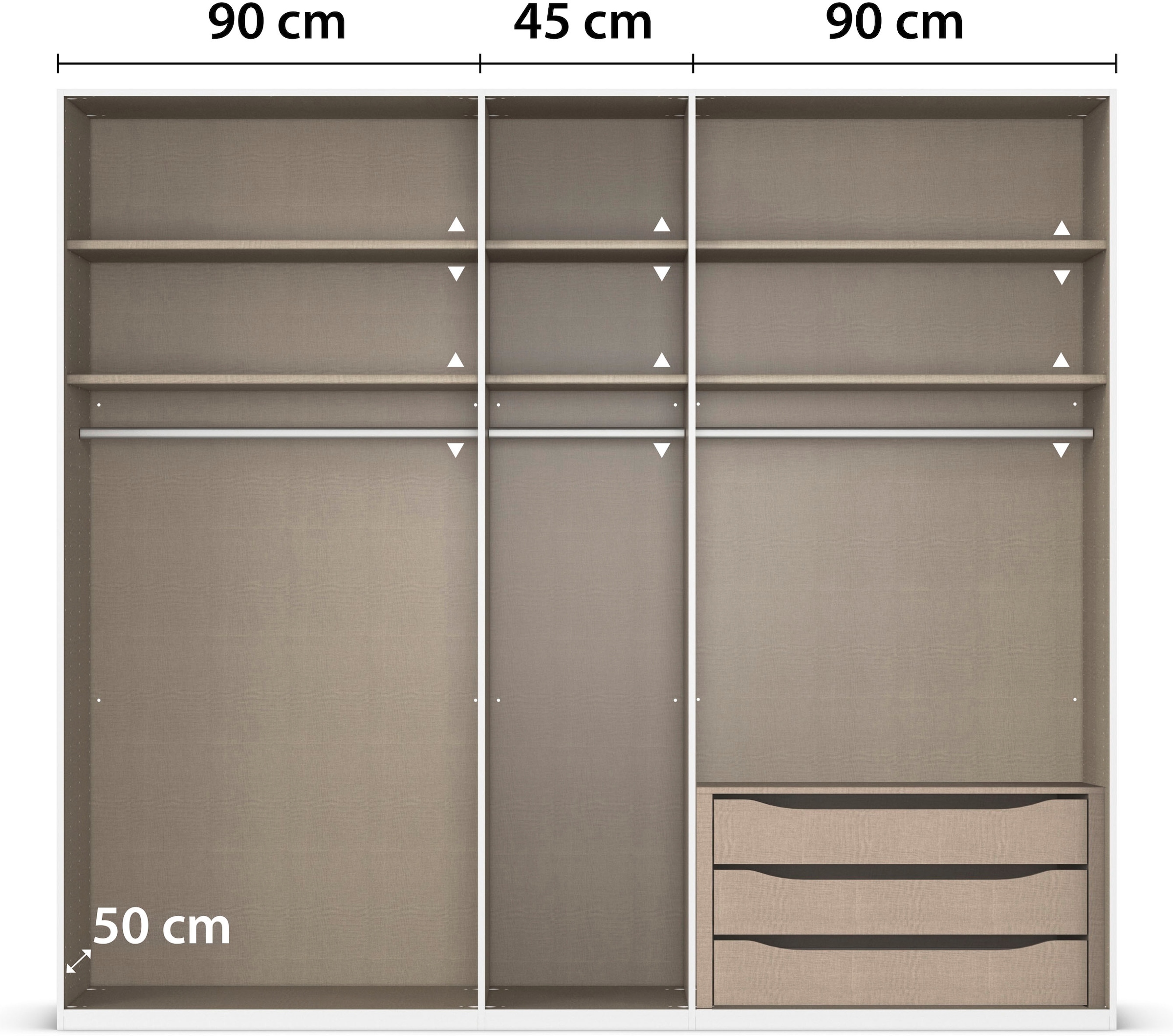 rauch Kleiderschrank »Drehtürenschrank Schrank Garderobe Wäscheschrank Schlafzimmer AVOLA«, (in 3 verschiedenen Ausstattungen BASIC/CLASSIC/PREMIUM), mit hochwertigen Stangengriffen in Schwarz aus Metall MADE IN GERMANY