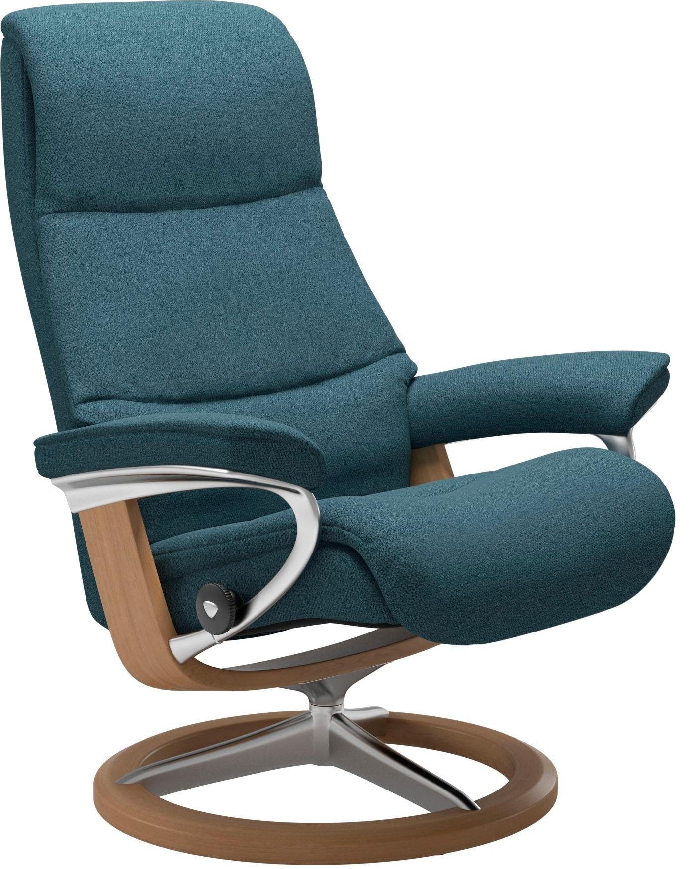 Stressless® Relaxsessel »View«, (Set, Relaxsessel mit Hocker), mit Signature Base, Größe M,Gestell Eiche