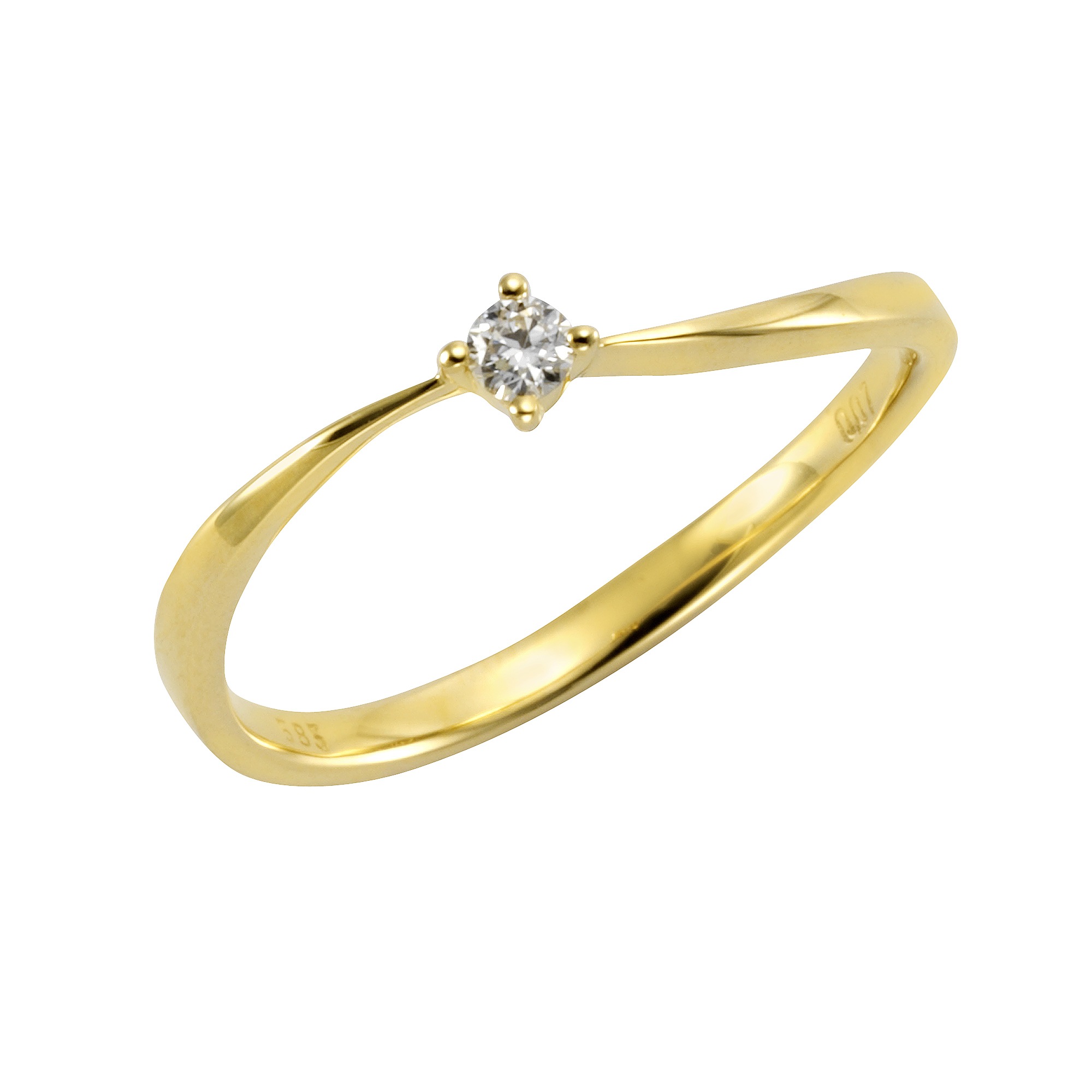Fingerring „585 Gold Brillant 0,07ct.“ gelb + weiß 0,07 ct SI = kleine Einschlüsse 058 (18,5) – 0,07 ct SI = kleine Einschlüsse