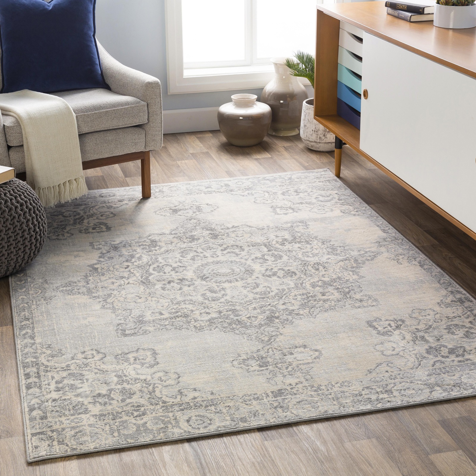 Livabliss Teppich »CORO«, rechteckig, 11 mm Höhe, Boho Kurzflor Orientteppich, Wohnzimmer, Schlafzimmer, Grau