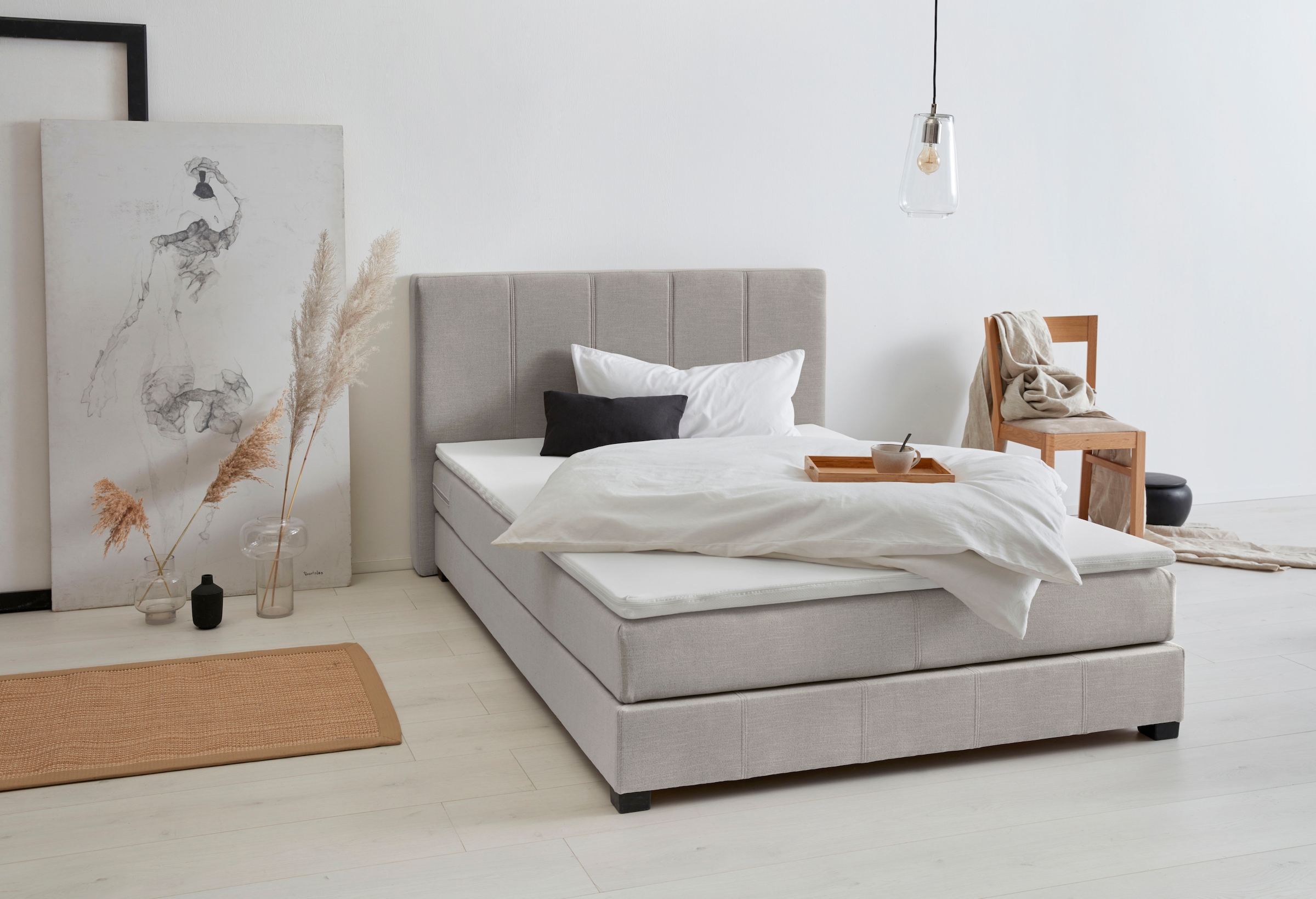 OTTO products Boxspringbett »Peetu«, Taschenfederkern-Matratze, in 4 Breiten und 4 Farben, incl. Topper