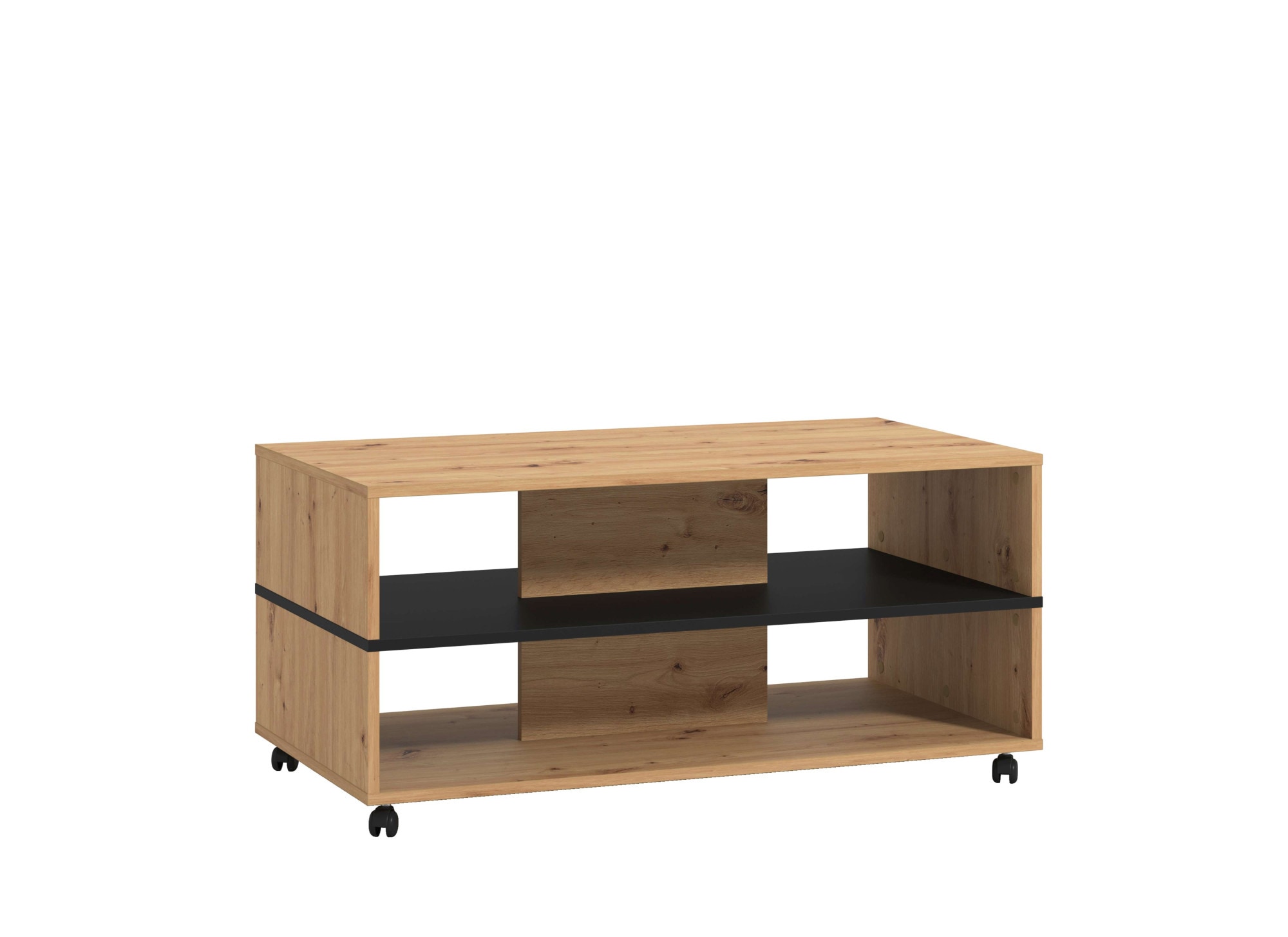 Home affaire Couchtisch »Savio Kaffeetisch, 101 cm, in trendigen Farben, modern«, mit Ablage, rechteckig, Artisan Eiche, ideal fuer kleine Räume