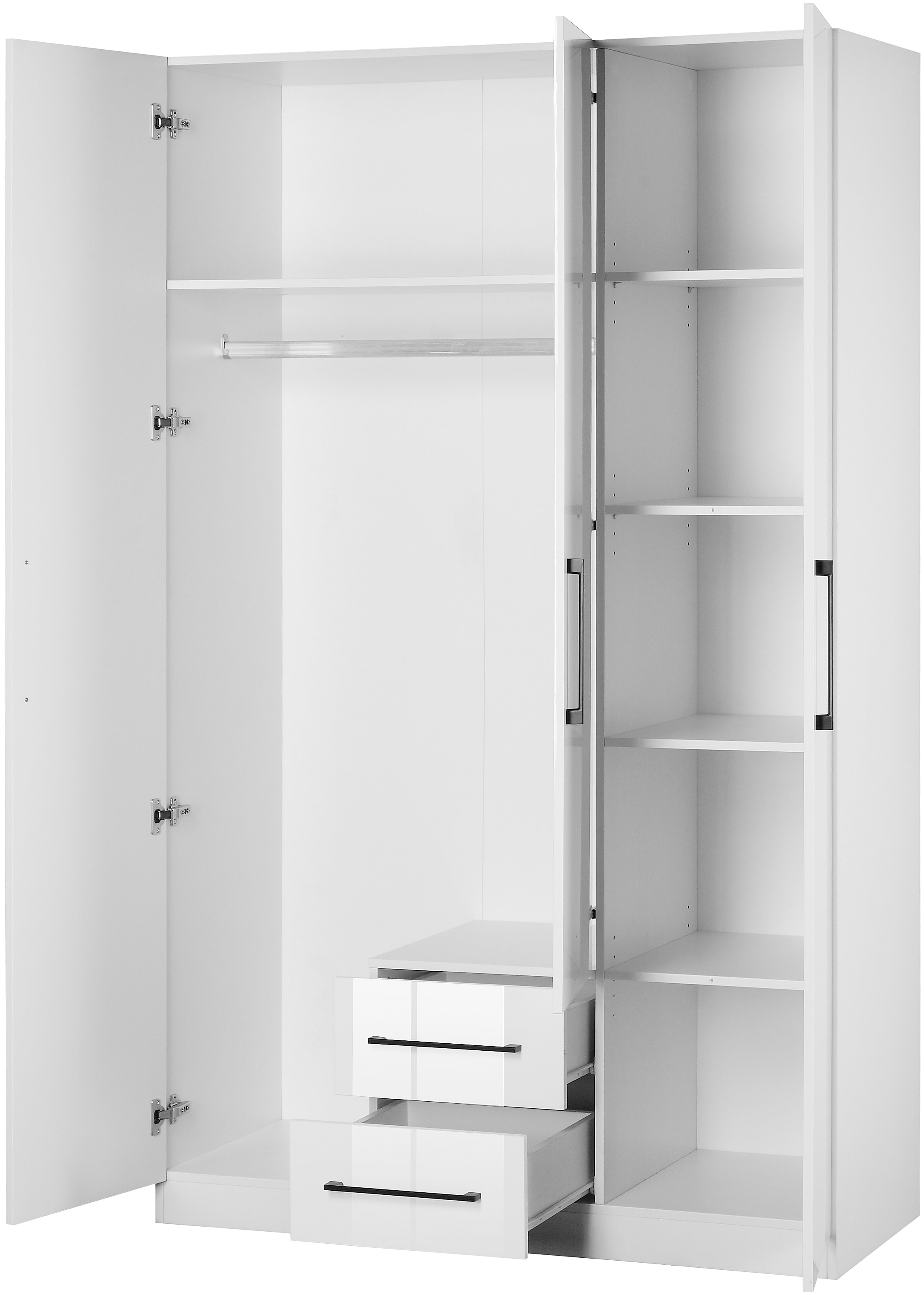 INOSIGN Kleiderschrank »Sylt Schlafzimmerschrank Garderobe Schrank Bestseller hochglanz«, Drehtürenschrank mit perfekter Innenausstattung, Breite 120cm