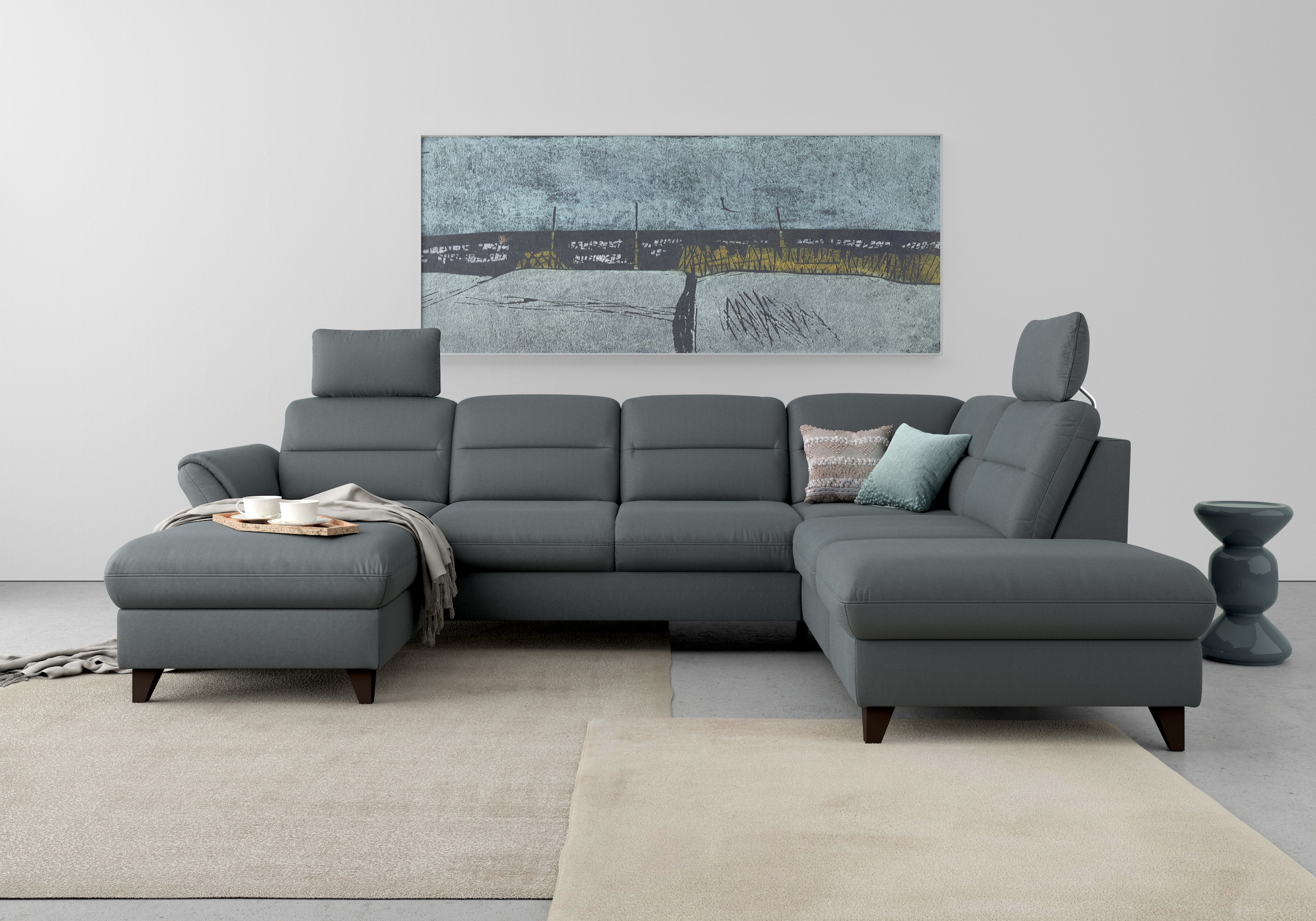 sit&more Wohnlandschaft »Mellum U-Form« Federkern, wahlweise mit Bettfunktion, Stauraum und Armteilfunktion