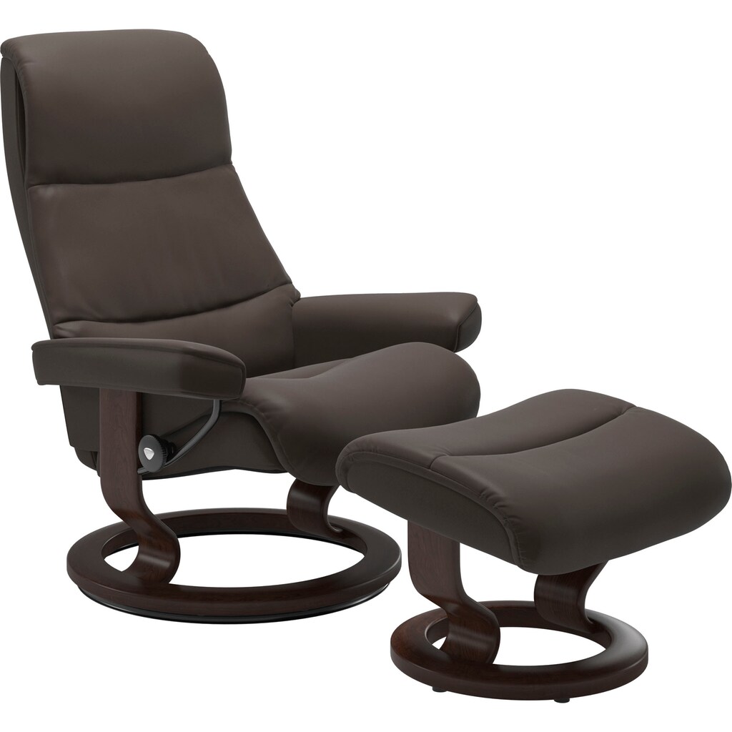 Stressless® Relaxsessel »View«, (Set, Relaxsessel mit Hocker), mit Classic Base, Größe S,Gestell Braun