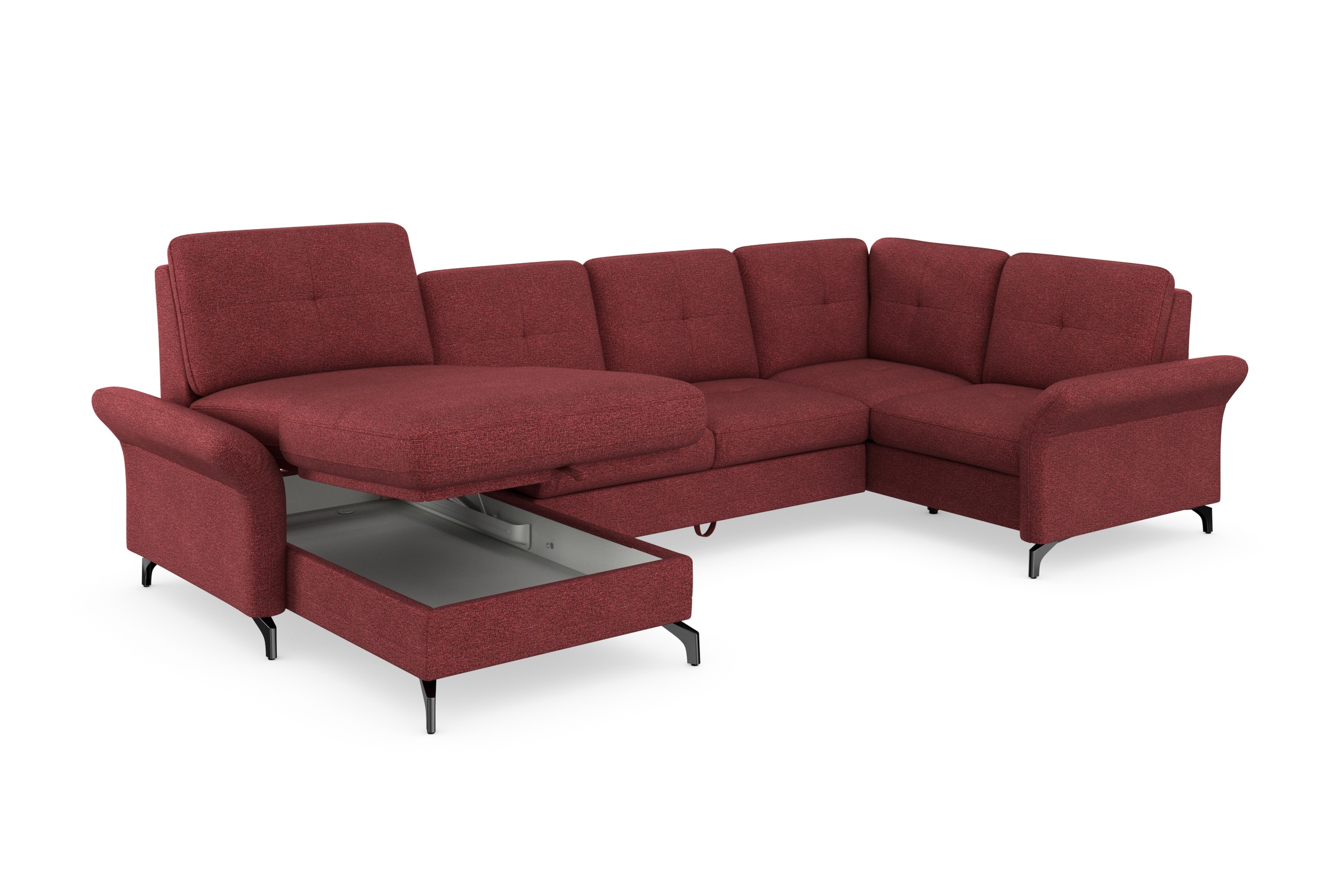 Places of Style Wohnlandschaft »Calando U-Form«, wahlweise mit Bettfunktion, Bettkasten und Armteilfunktion