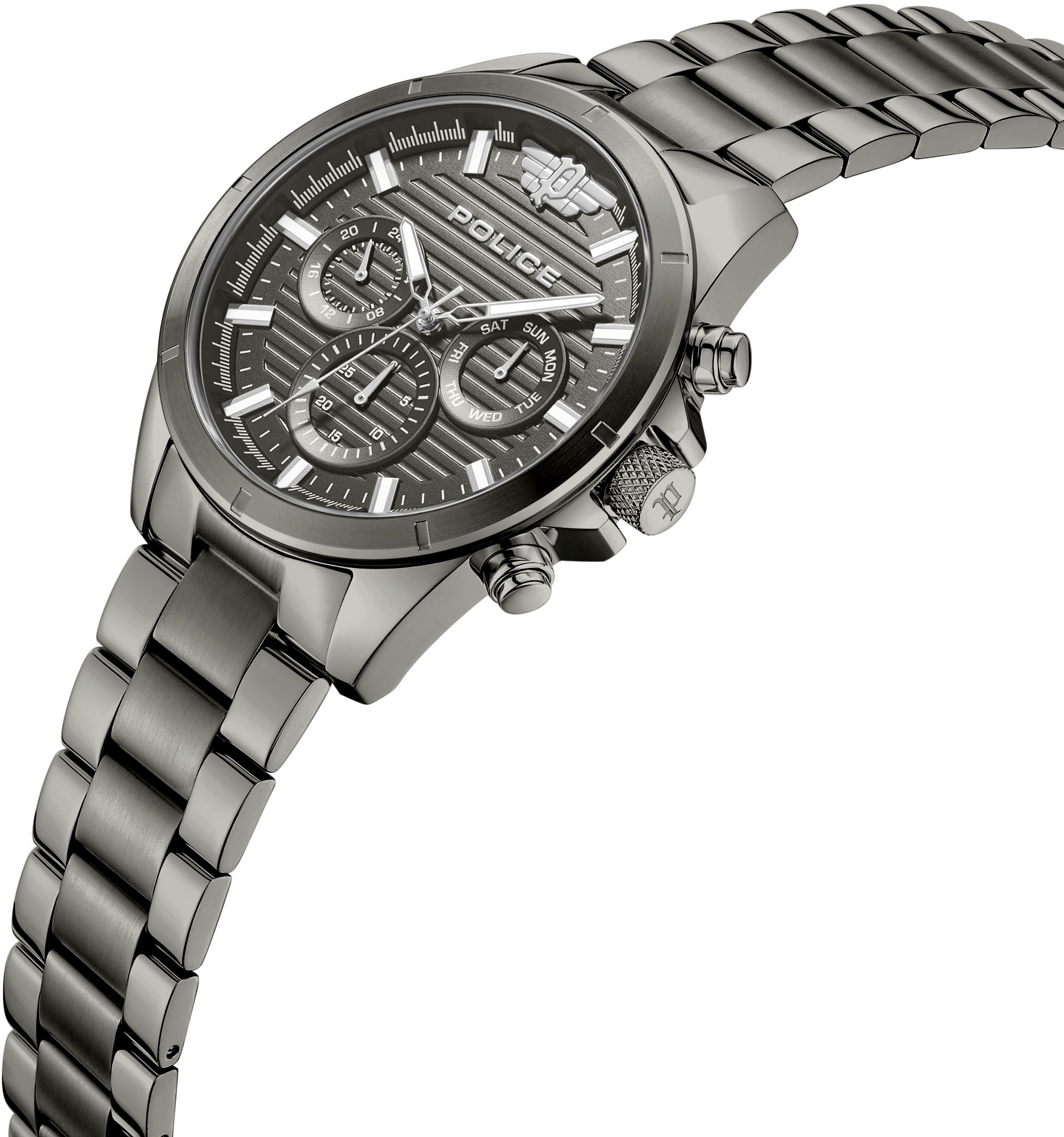 Police Multifunktionsuhr »MALAWI«, Quarzuhr, Armbanduhr, Herrenuhr, Edelstahlarmband, analog, Wochentag