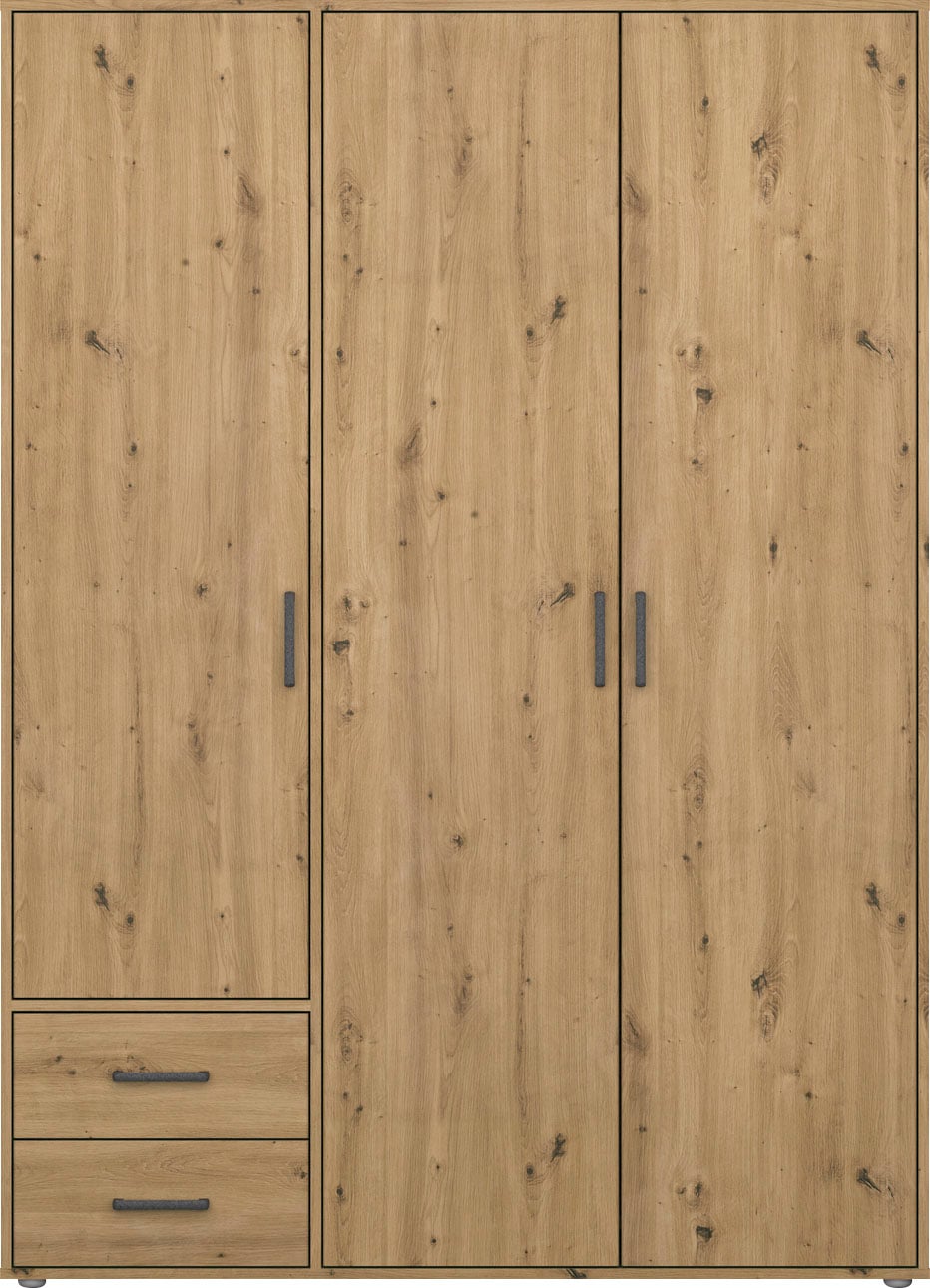 rauch Drehtürenschrank »Kleiderschrank Schrank Garderobe Wäscheschrank VOYAGER«, (in 3 verschiedenen Ausstattungen BASIC/CLASSIC/PREMIUM), moderne Griffe in Graumetallic mit Außenschubkästen MADE IN GERMANY