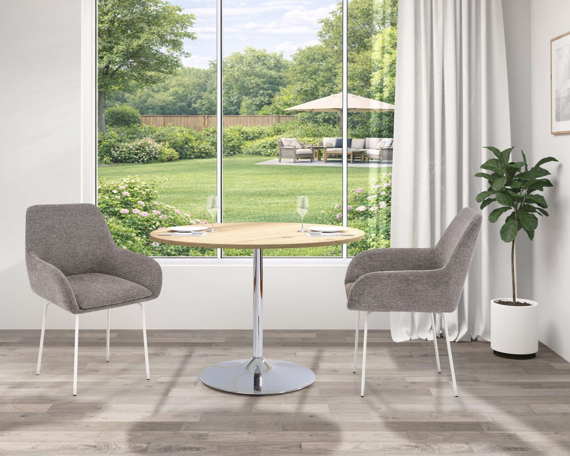 OTTO home Esstisch »Trompet« rund, Ø110 cm, Tischplatte Hochglanz oder Holzoptik, Trompetenfuß