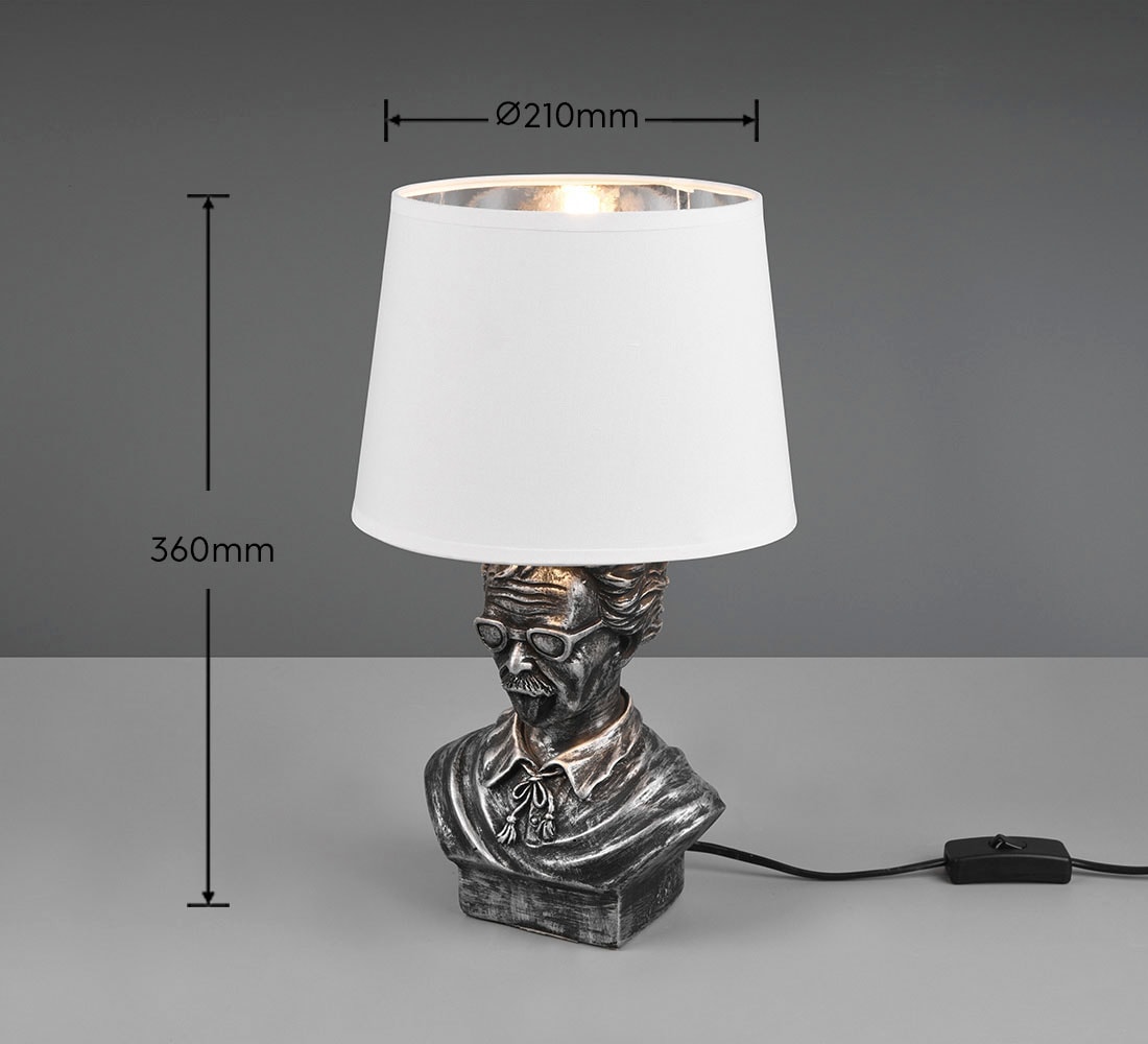 TRIO Leuchten Schreibtischlampe »Albert«, 1 flammig-flammig, Tischleuchte  Design Büste Kopf - Schirm silber&weiß Höhe 36cm Schalter online bestellen | Tischlampen