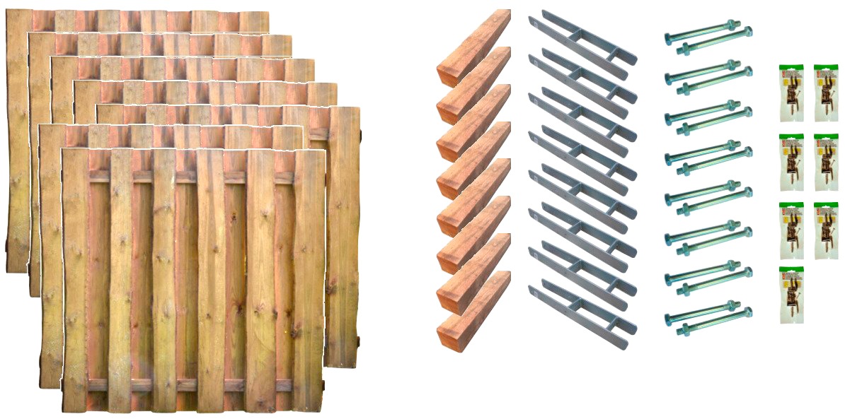 Tetzner & Jentzsch Bohlenzaun »Seattle 5« 7 Elemente, LxH: 1332x180 cm günstig online kaufen