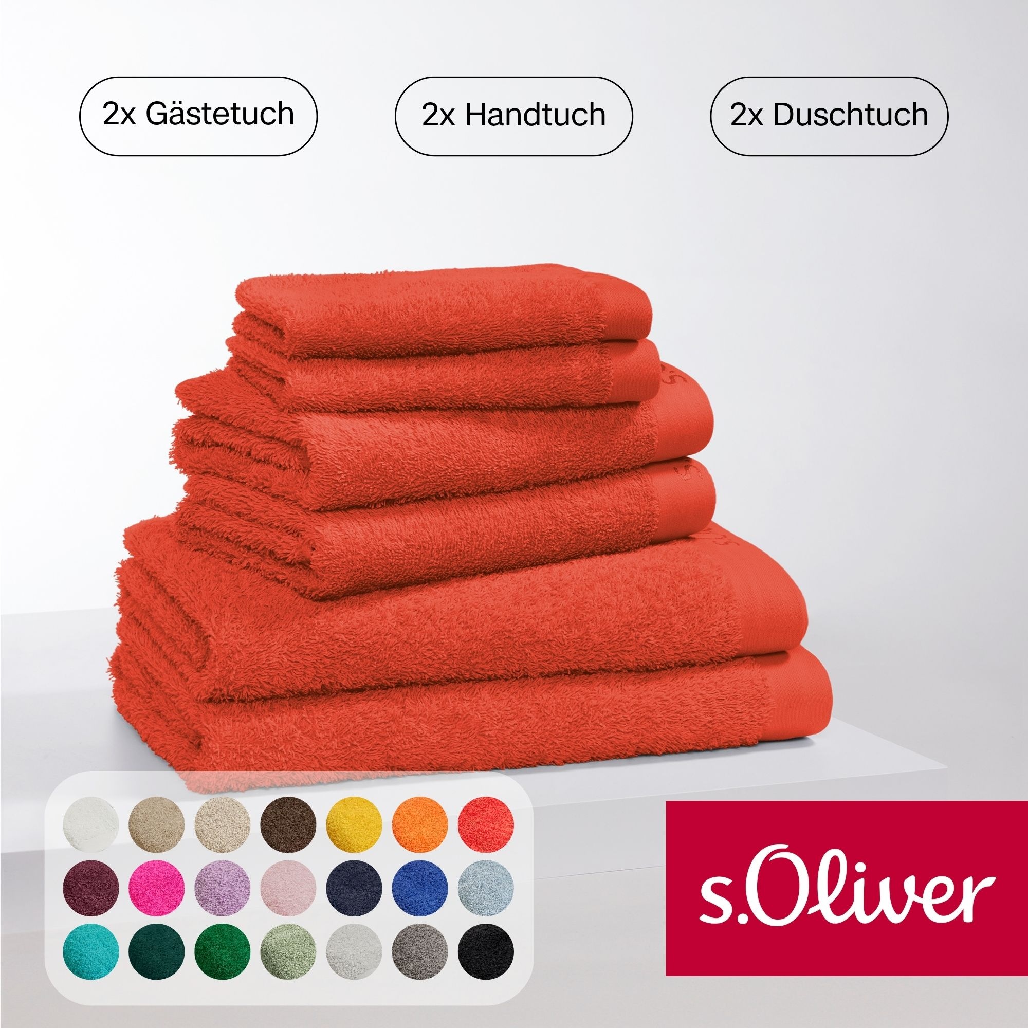 S.Oliver Handtuch Set "s.Oliver, Premium Qualität, 600 gr/m²", rot, 6 Stk., Walkfrottier