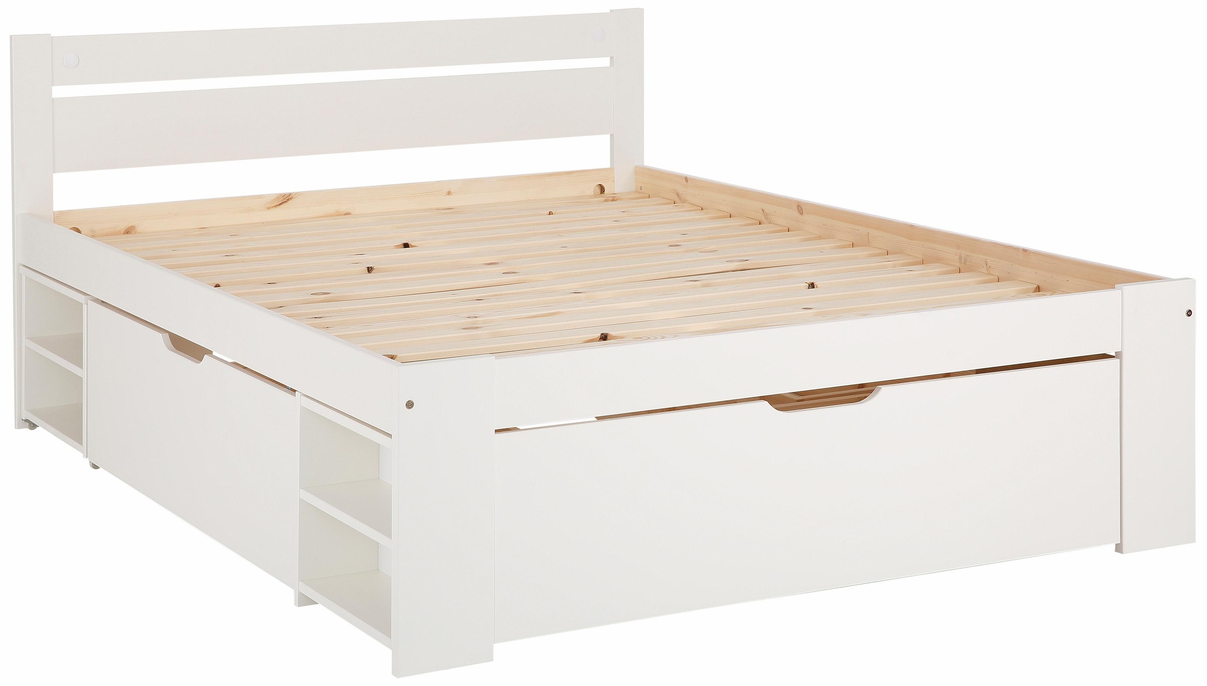 Home affaire Massivholzbett »"HANNES " mit Schubladen und Regalen, Nachtsch günstig online kaufen