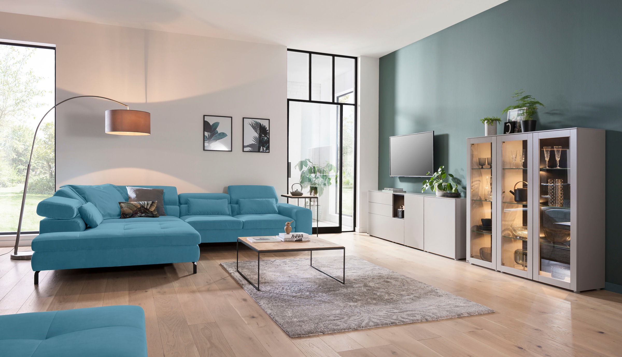 GALLERY M branded by Musterring Ecksofa »Felicia Due L-Form«, Wahlweise mit Sitzvorzug, inkl. Kopfteilverstellung, Sitzhöhe 40 cm