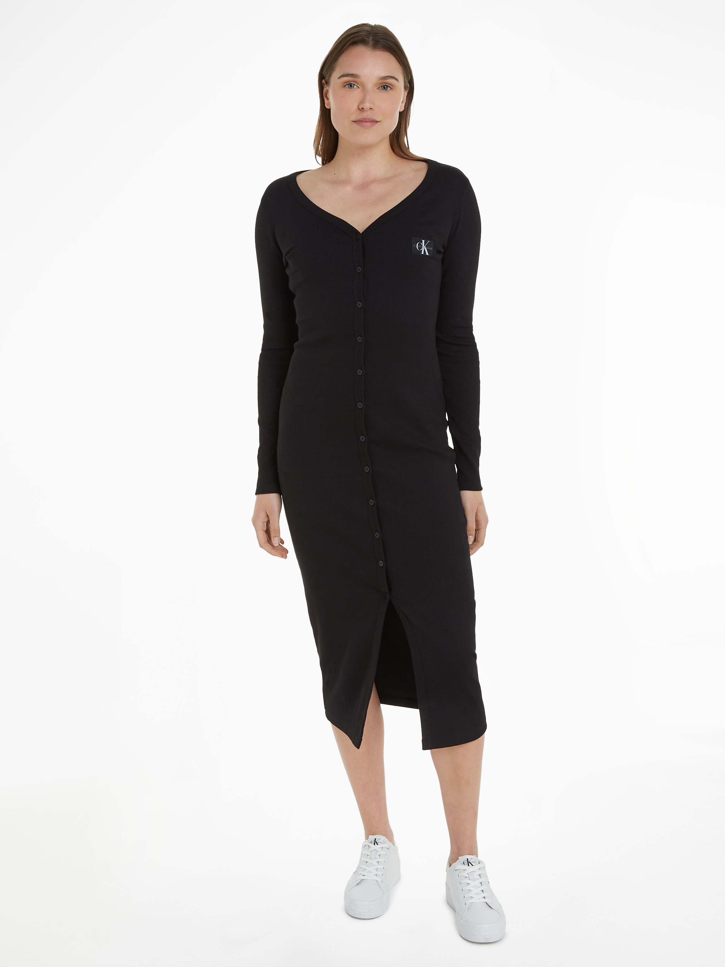 Calvin Klein Jeans Jerseykleid »LABEL LONG SLEEVE RIB DRESS« online bei