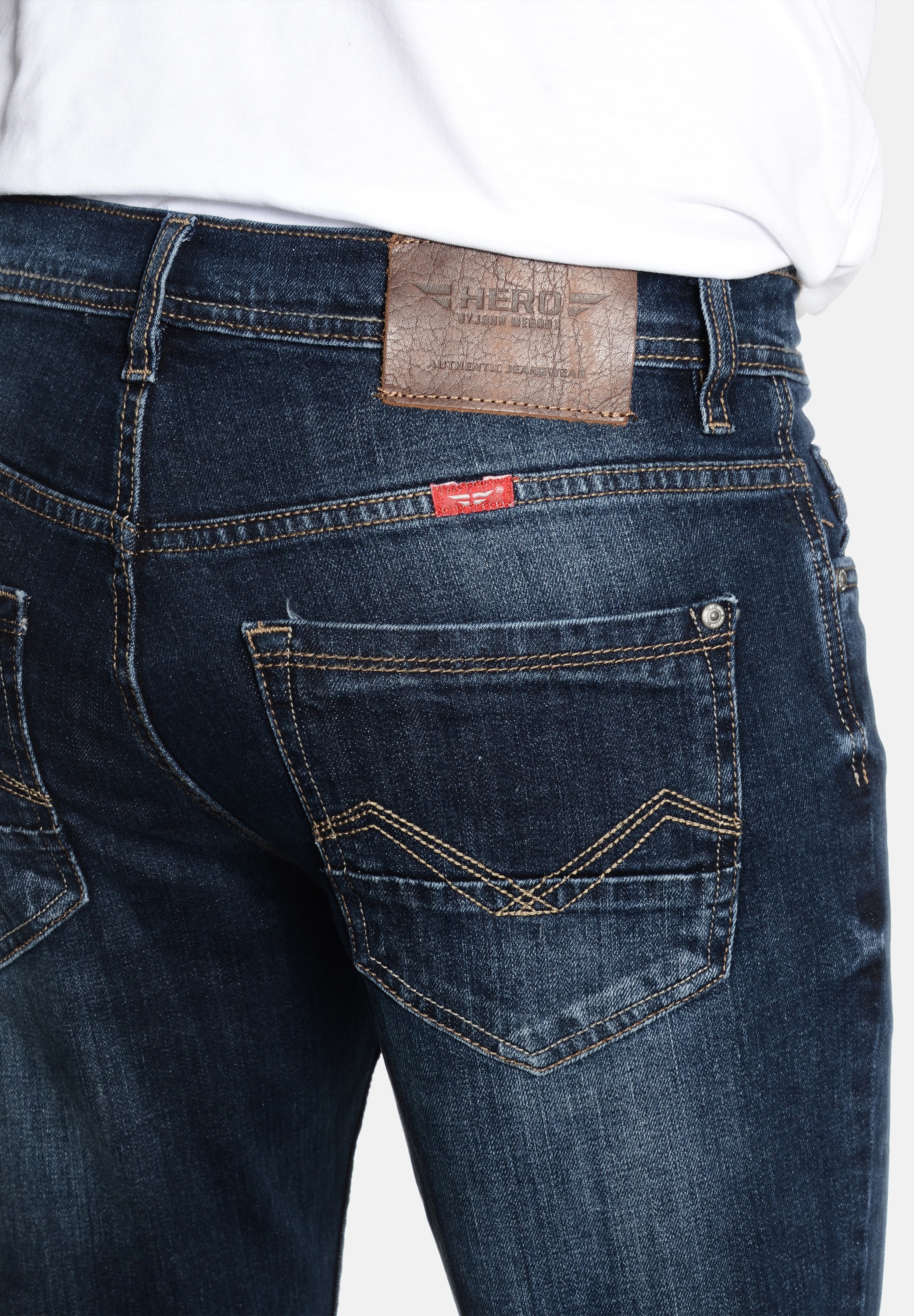 HERO by John Medoox 5-Pocket-Jeans »Portland Denim Slim Straight Stretch«, Straight Fit Casual Clean Wash Denim Jeans für Herren