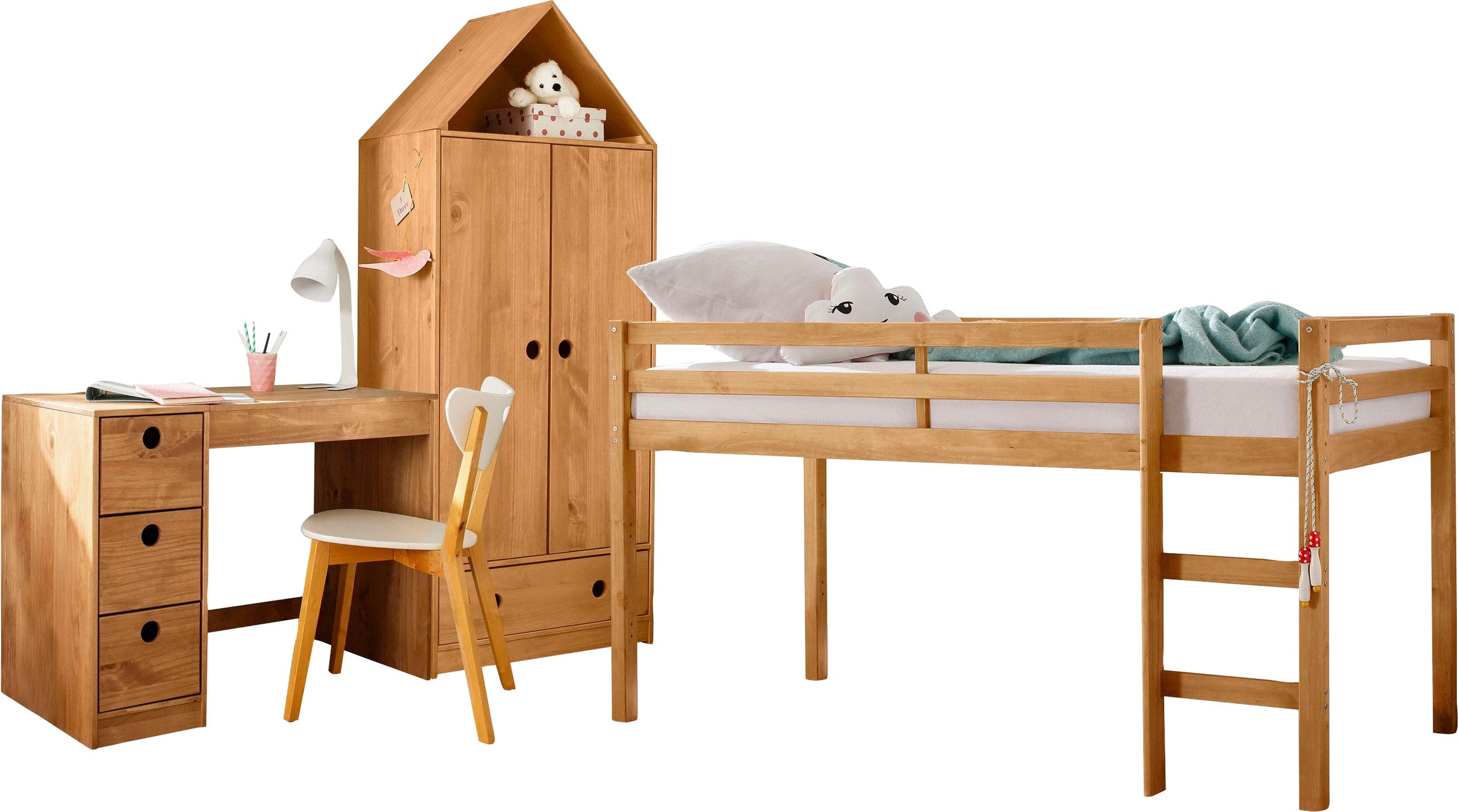 OTTO home Jugendzimmer-Set »Alpi« Spar-Set, 3 Stk. tlg. Hochbett, Schreibti günstig online kaufen